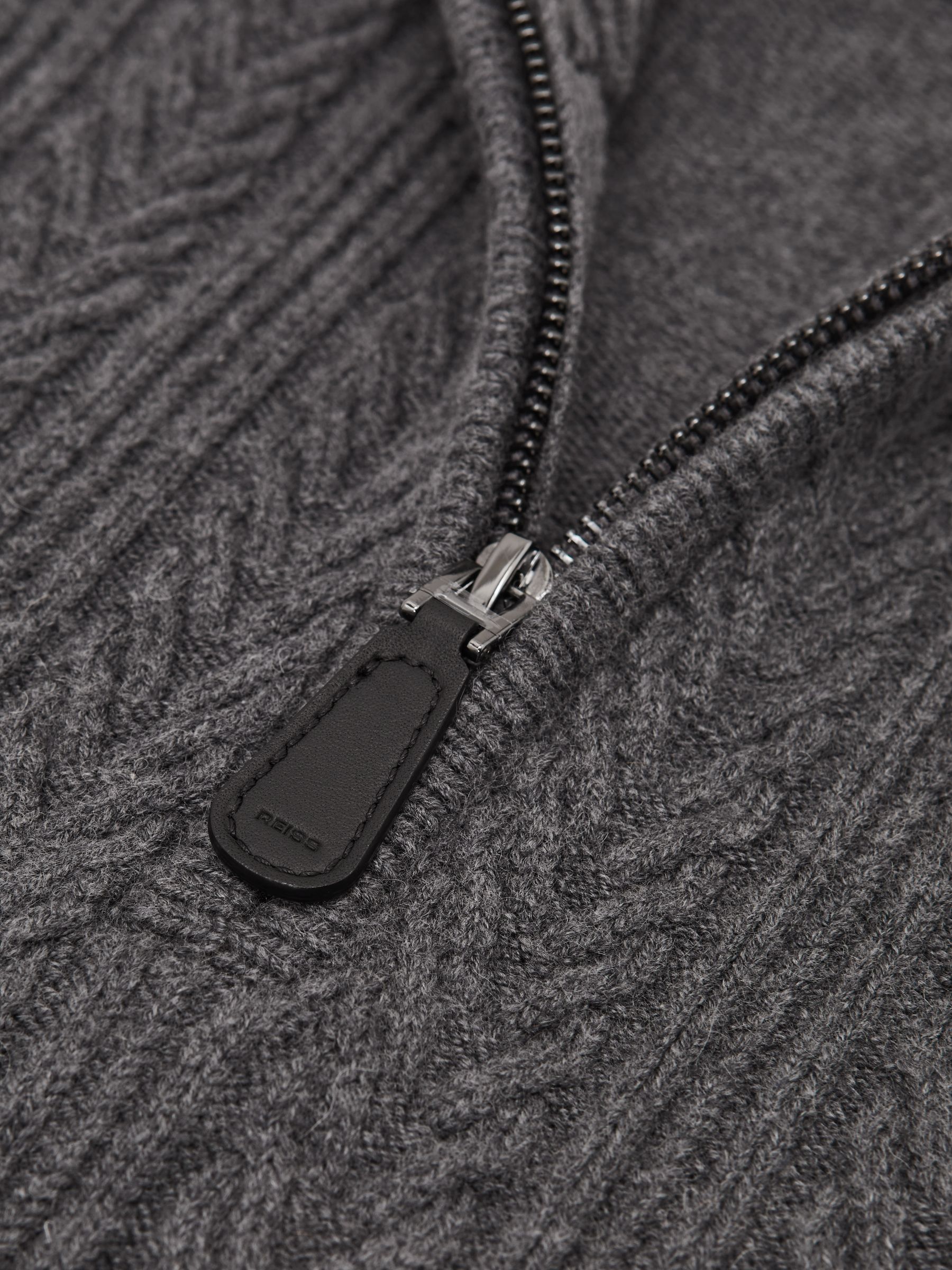 Cable-Knit Half-Zip Jumper with Wool in Mid Grey Melange