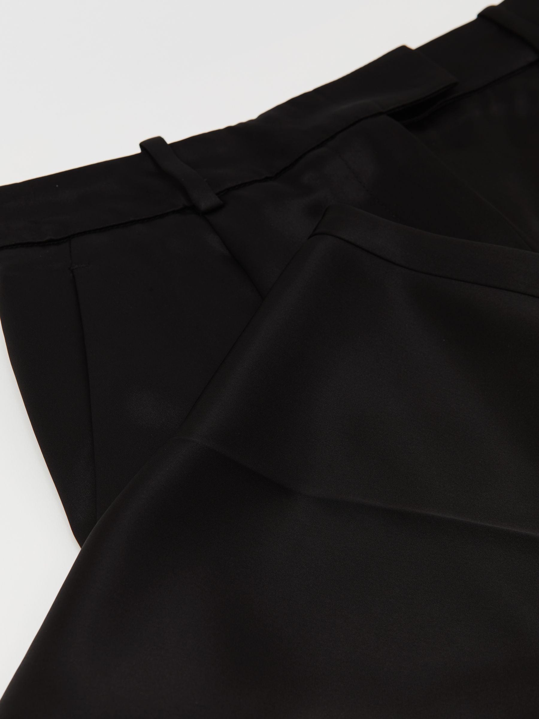 Petite Satin Tapered Trousers in Black