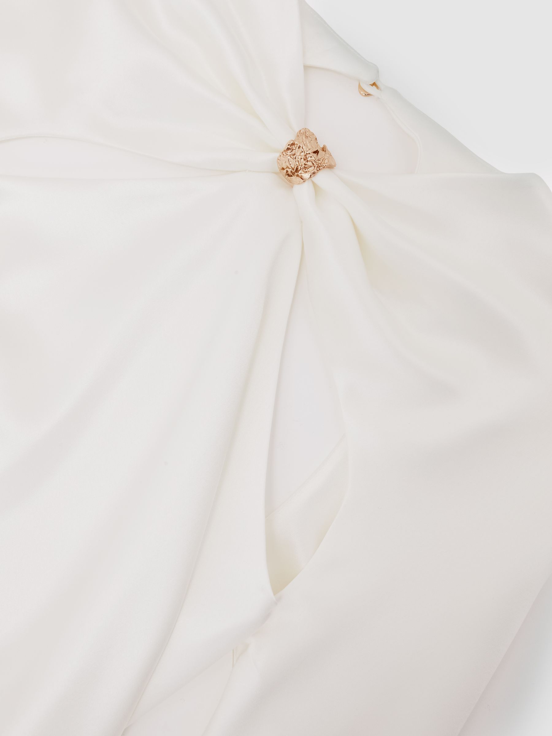 Acler Satin Single-Sleeve Maxi Dress in Ivory