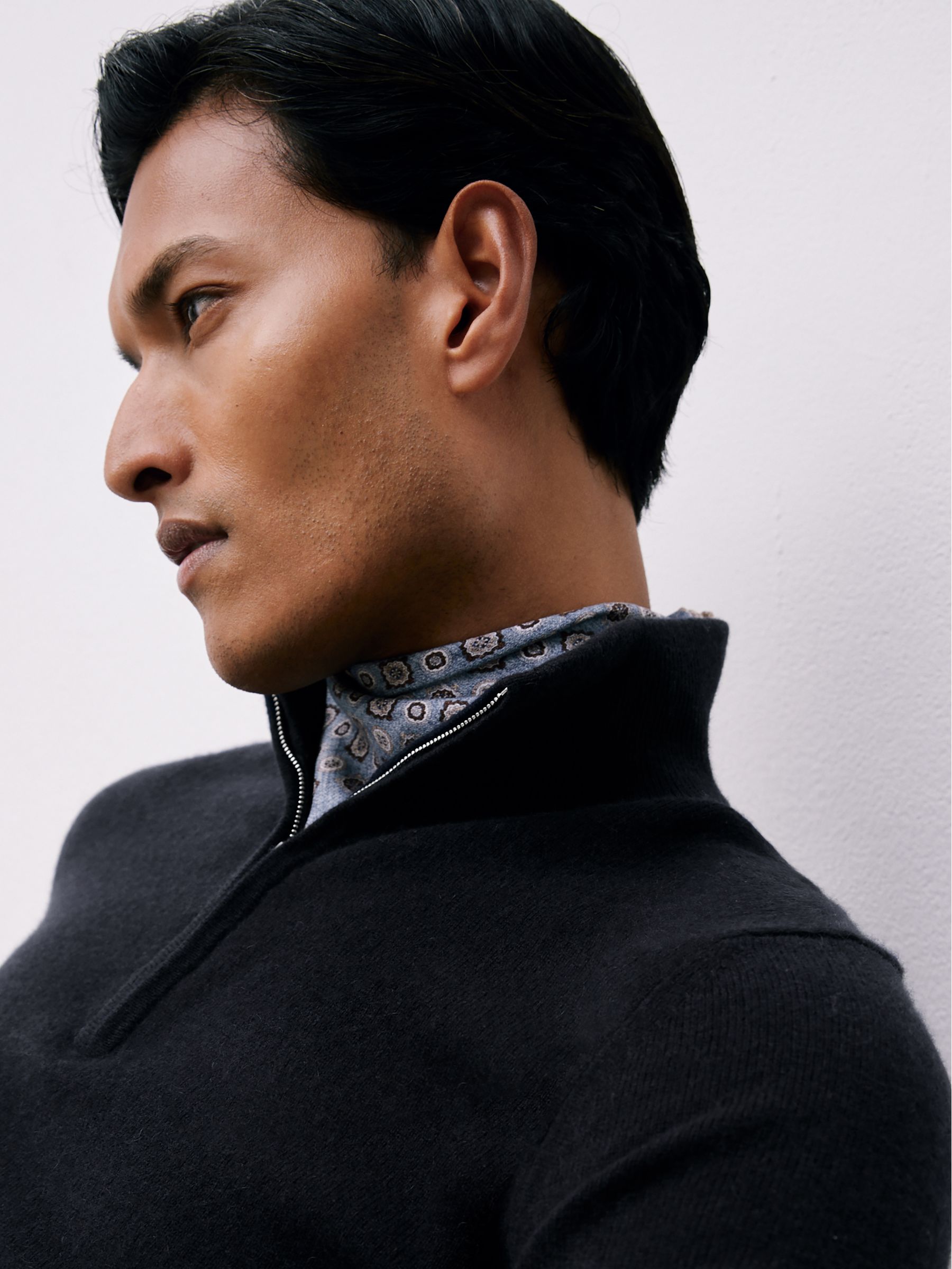 Atelier 100% Cashmere Half-Zip Jumper in Navy