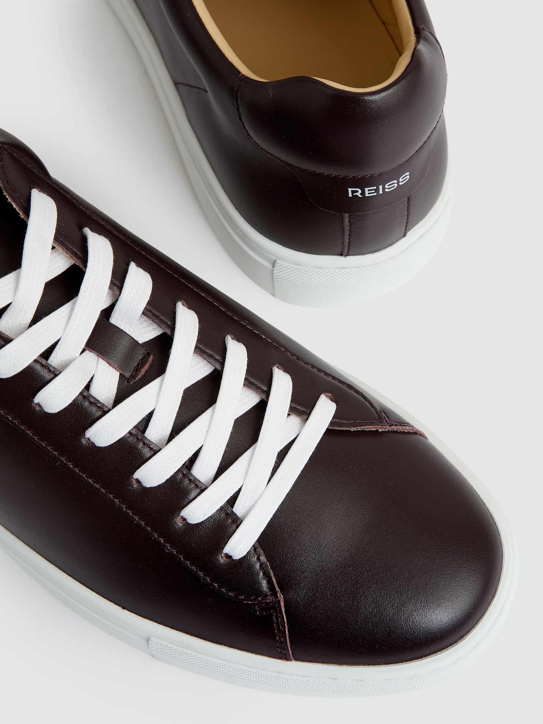 Leather Low-Top Trainers in Plum Purple