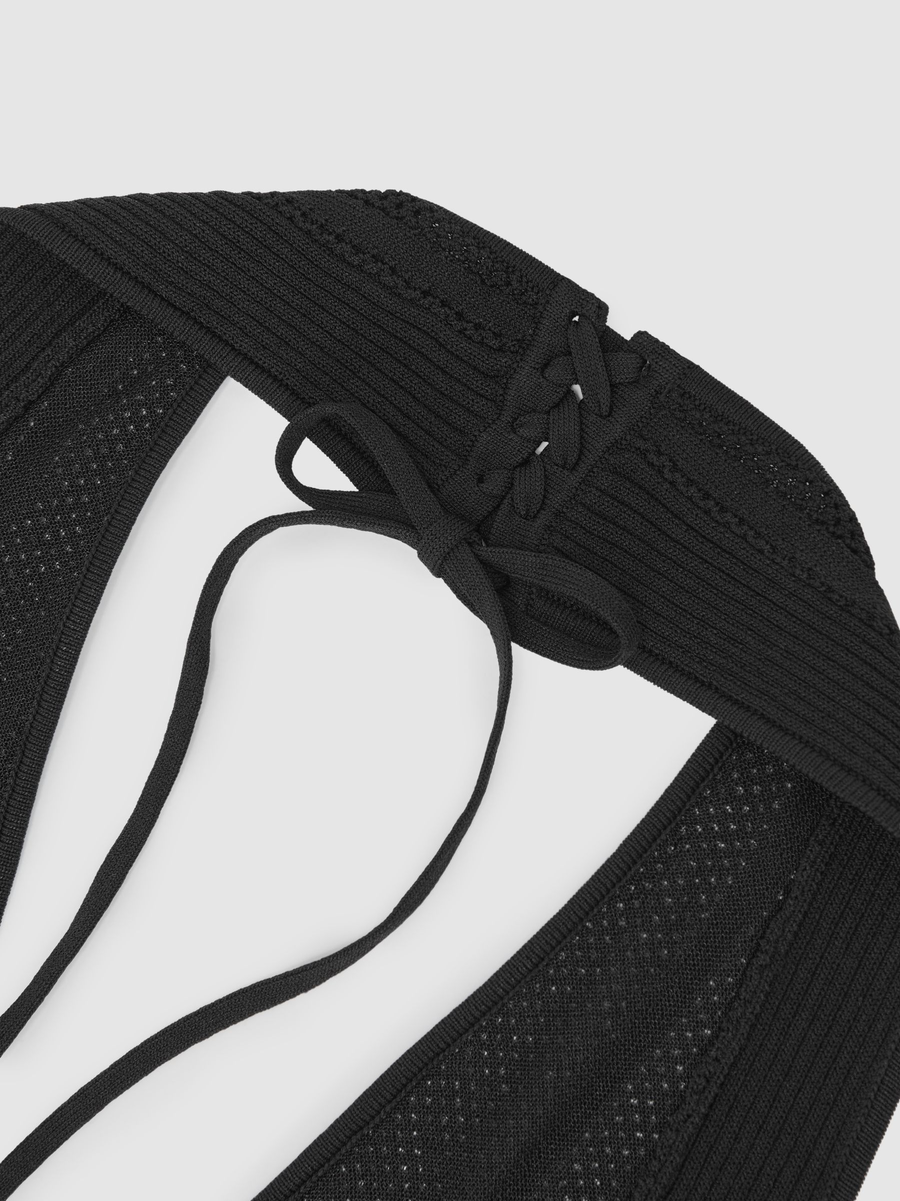 Atelier Stitch-Detail Halter Bodysuit in Black