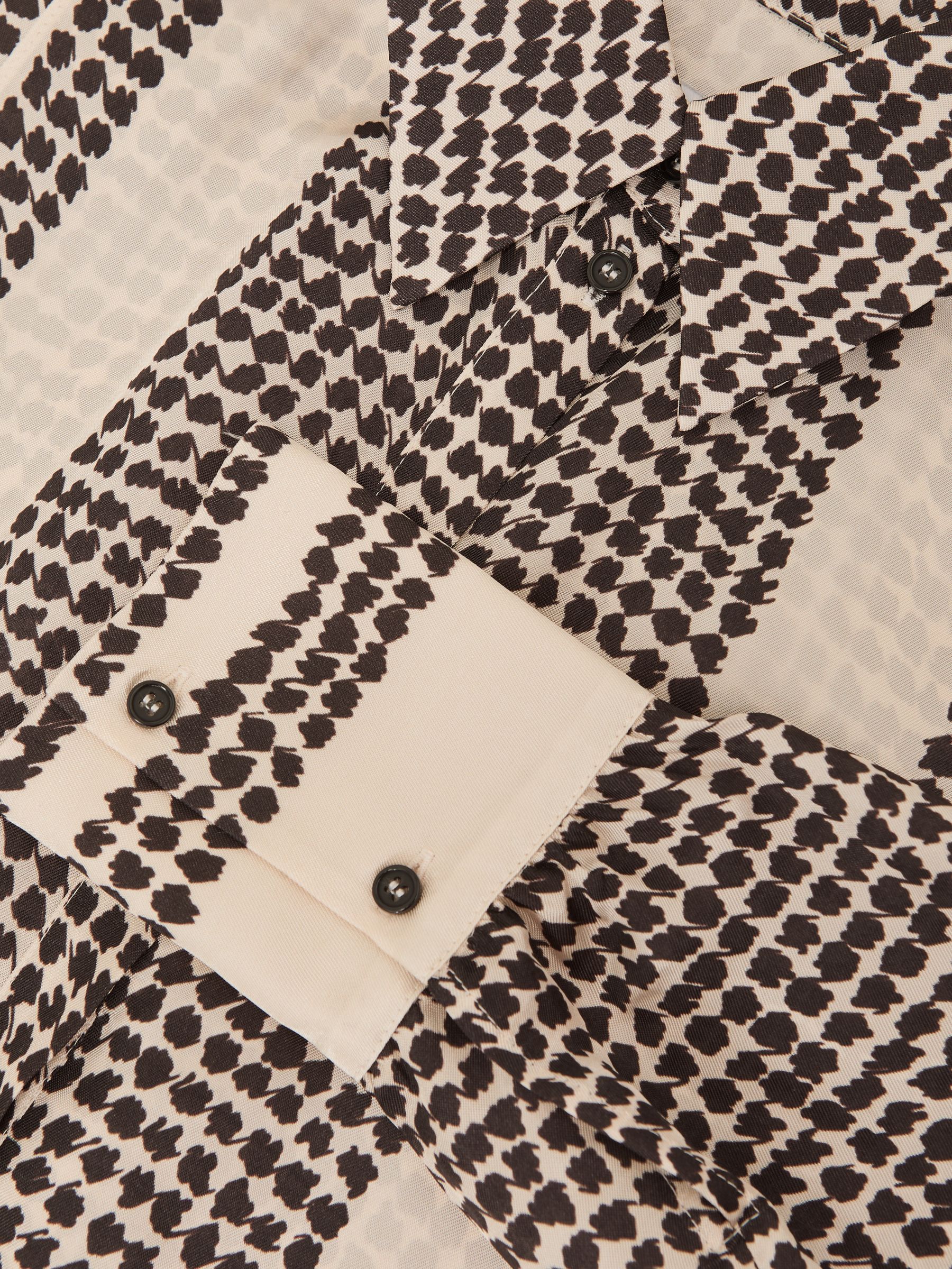 Tile-Print Bib Shirt in Ivory/Black