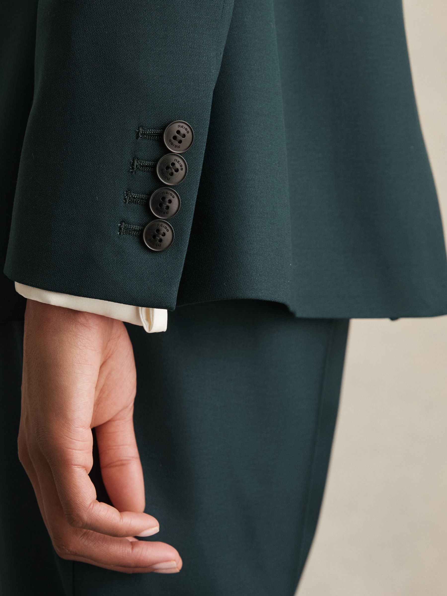 Wool-Blend Single-Breasted Suit Blazer in Green