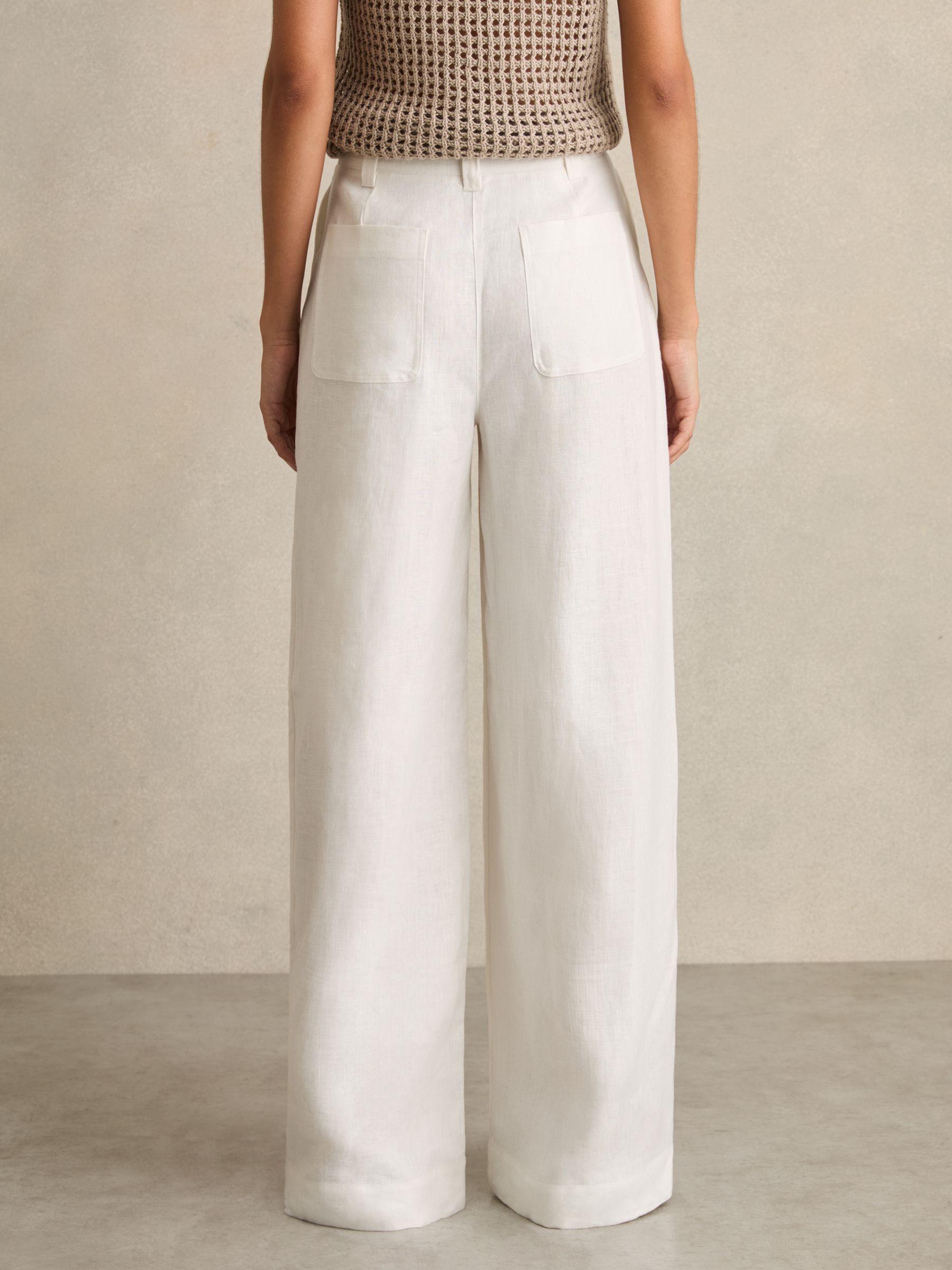 Petite Linen Wide-Leg Trousers in White