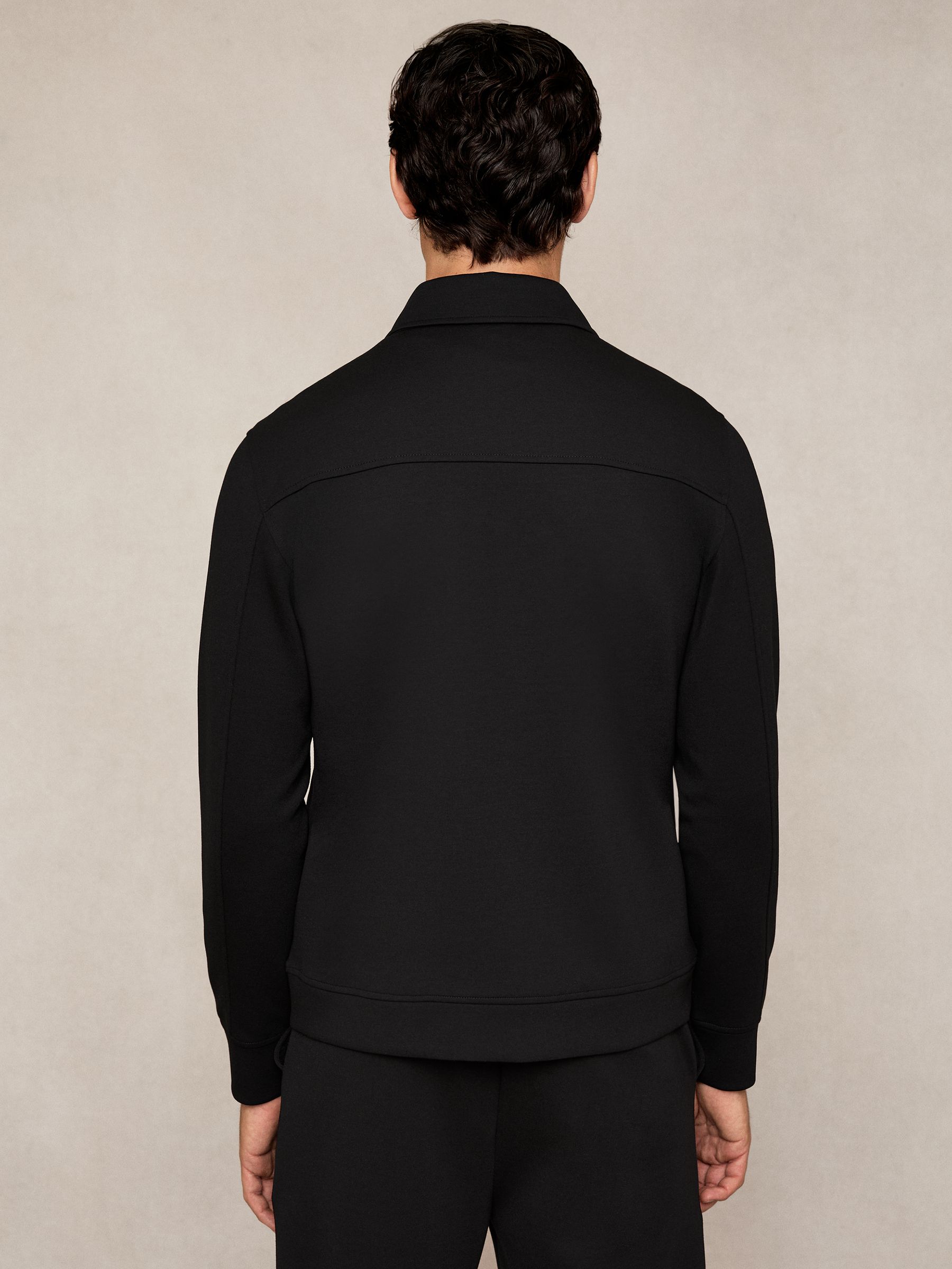 Interlock Zip Through Overshirt in Black