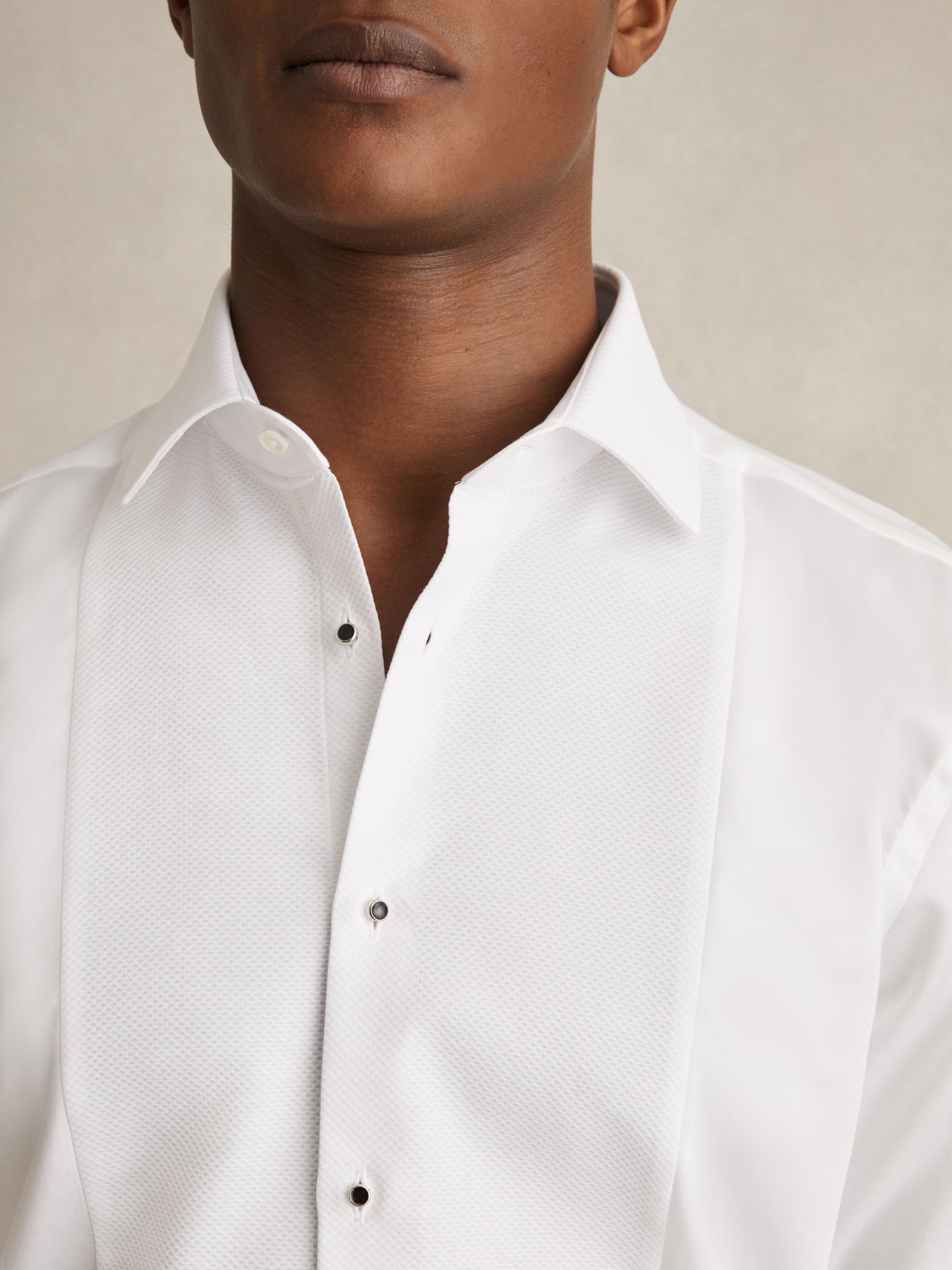 Regular Fit Cotton Double-Cuff Dinner Shirt in White