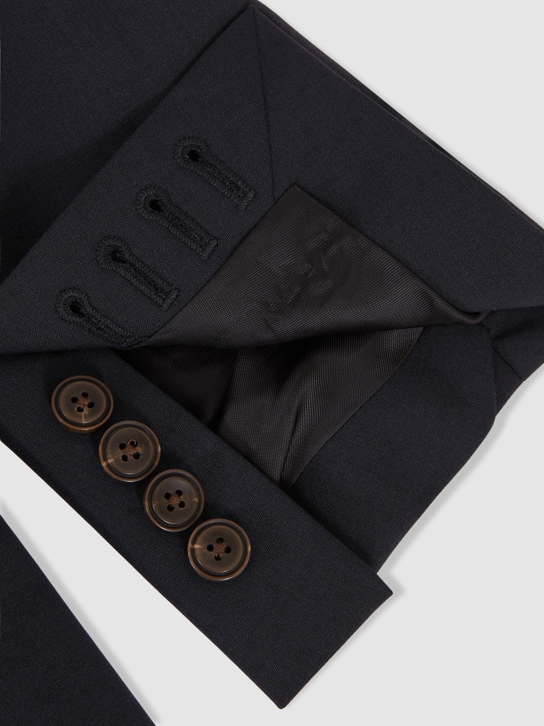 Wool-Blend Single-Breasted Suit Blazer Slim-Fit in Navy