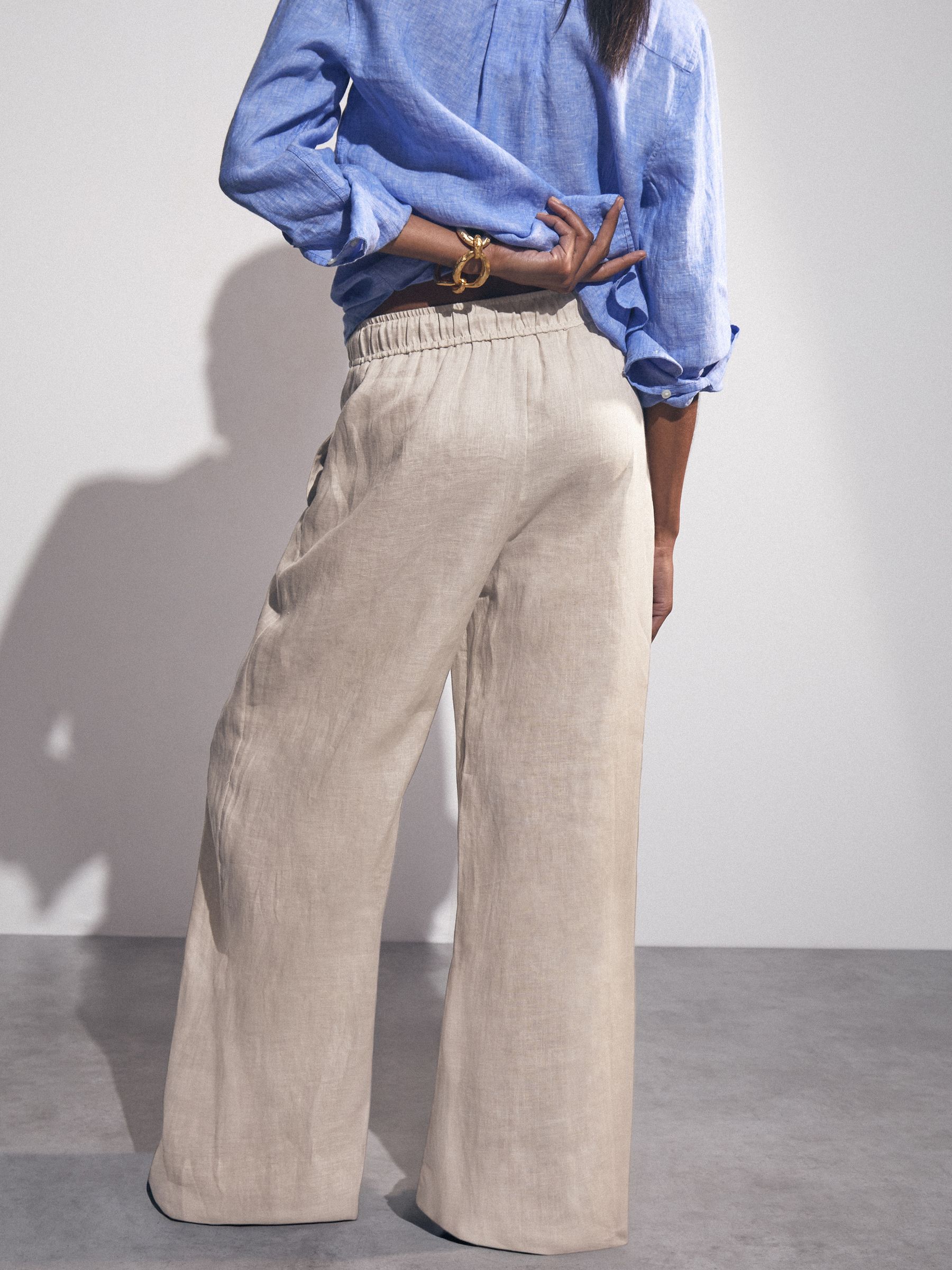 Petite Linen-Blend Wide-Leg Trousers in Neutral