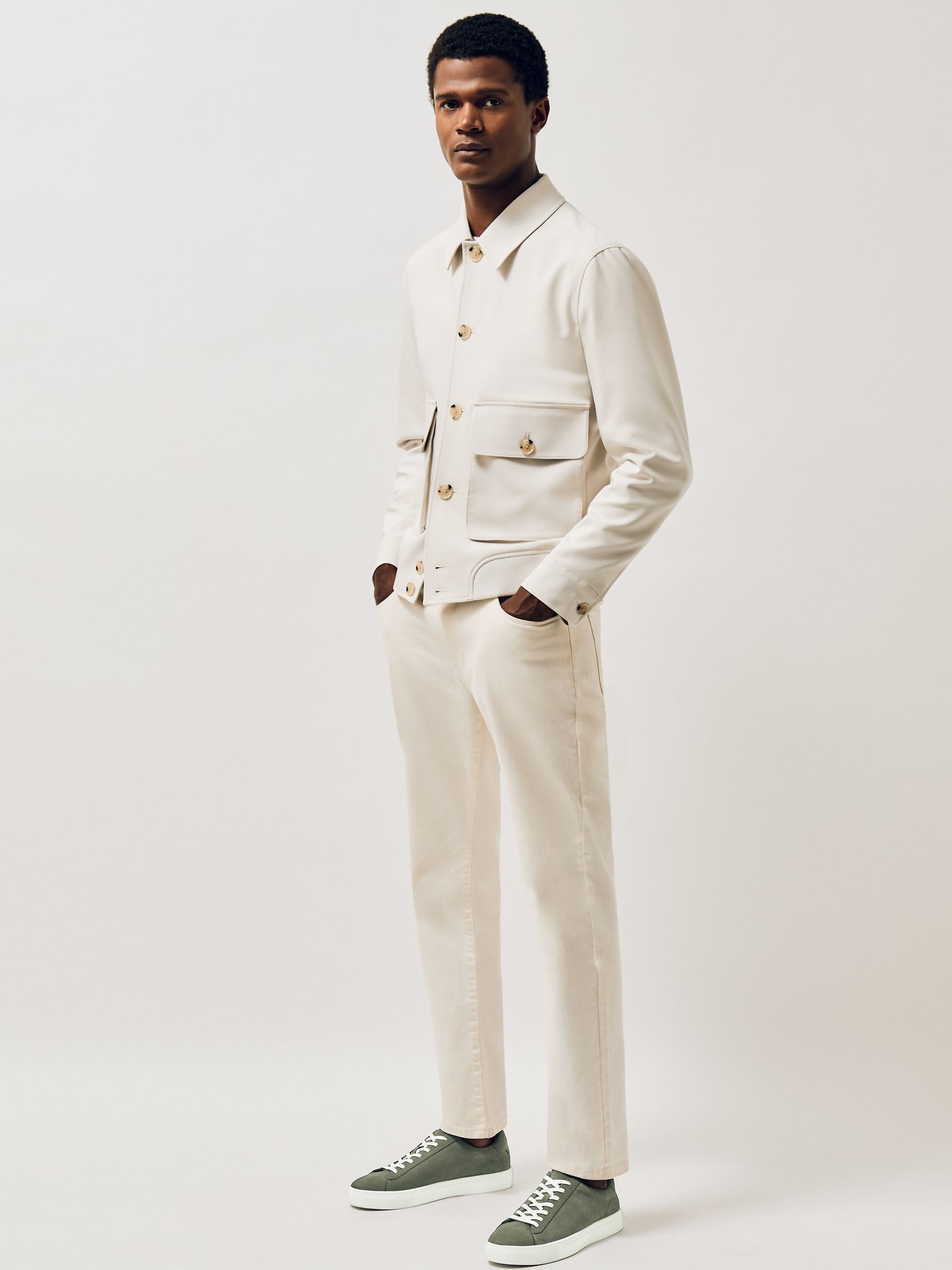 Nubuck Leather Low-Top Trainers in Thyme Green