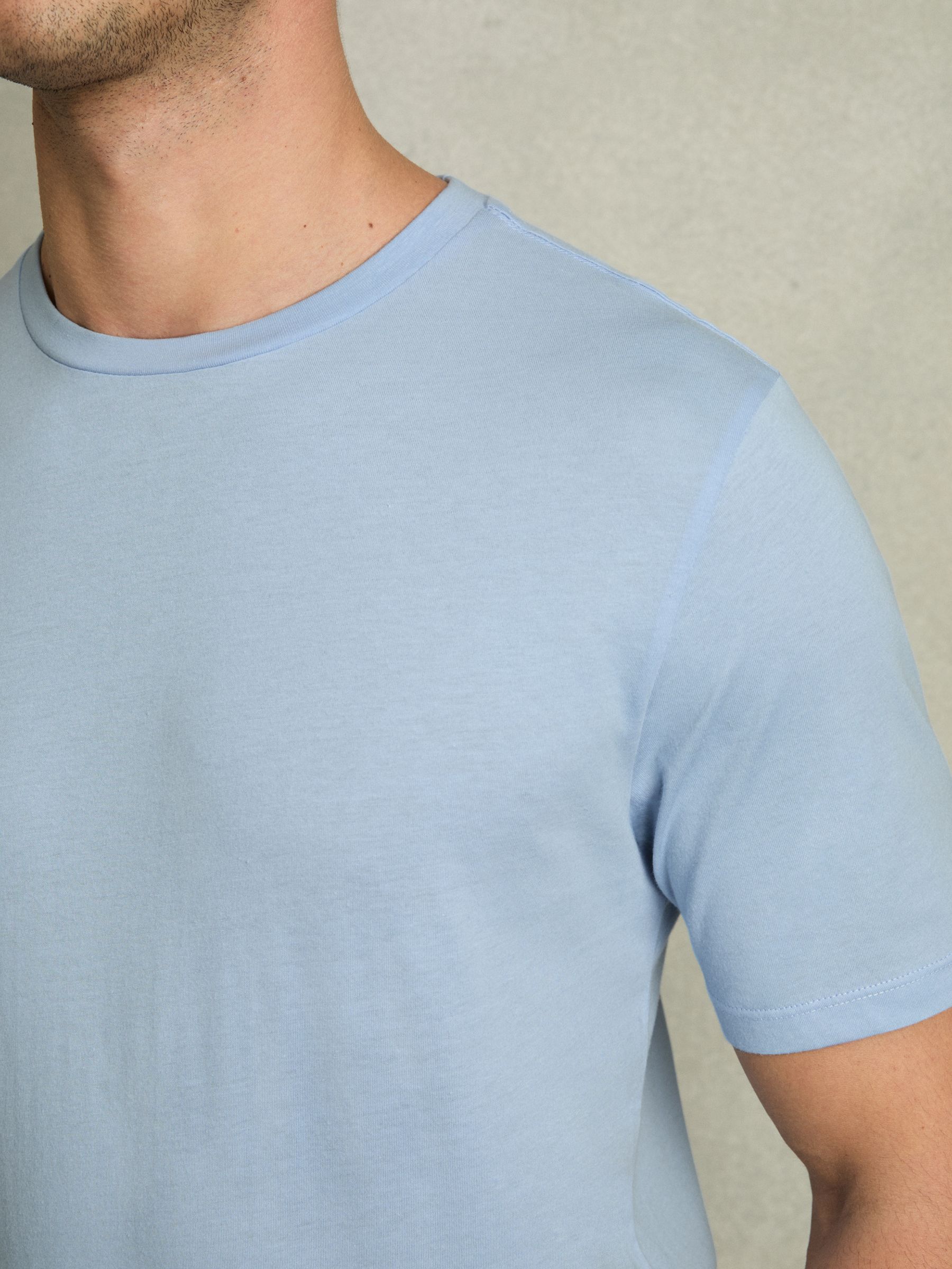 Cotton Crew Neck T-Shirt in Soft Blue