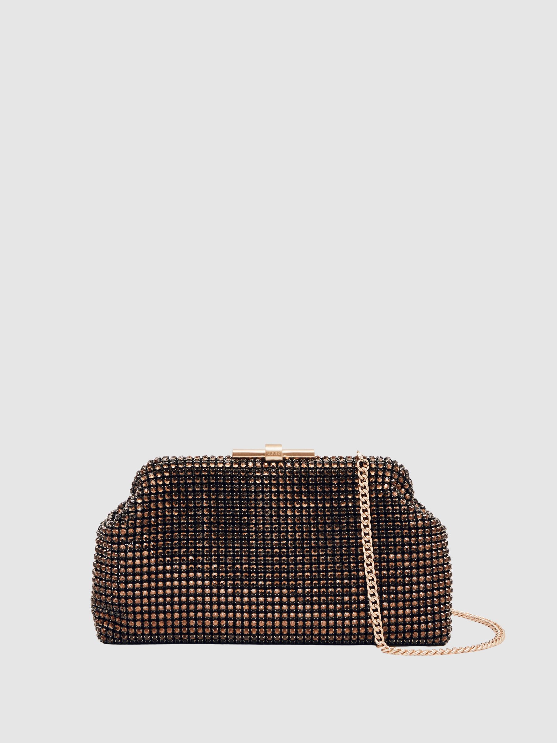 Embellished Clutch Bag in Chocolate