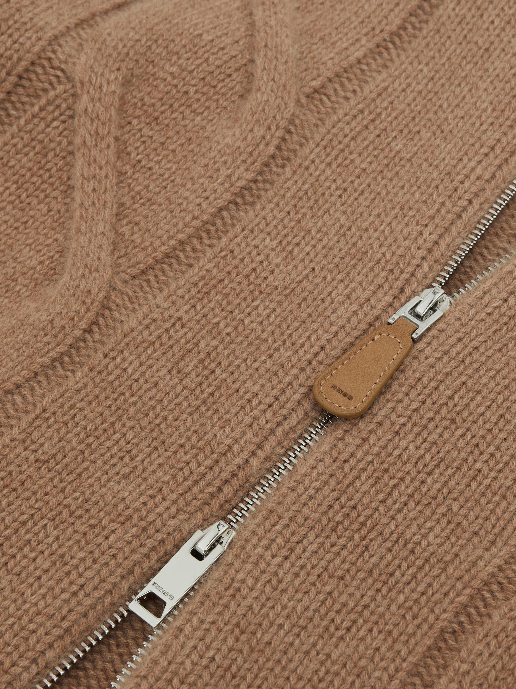Atelier 100% Cashmere Cable Cardigan in Camel Brown