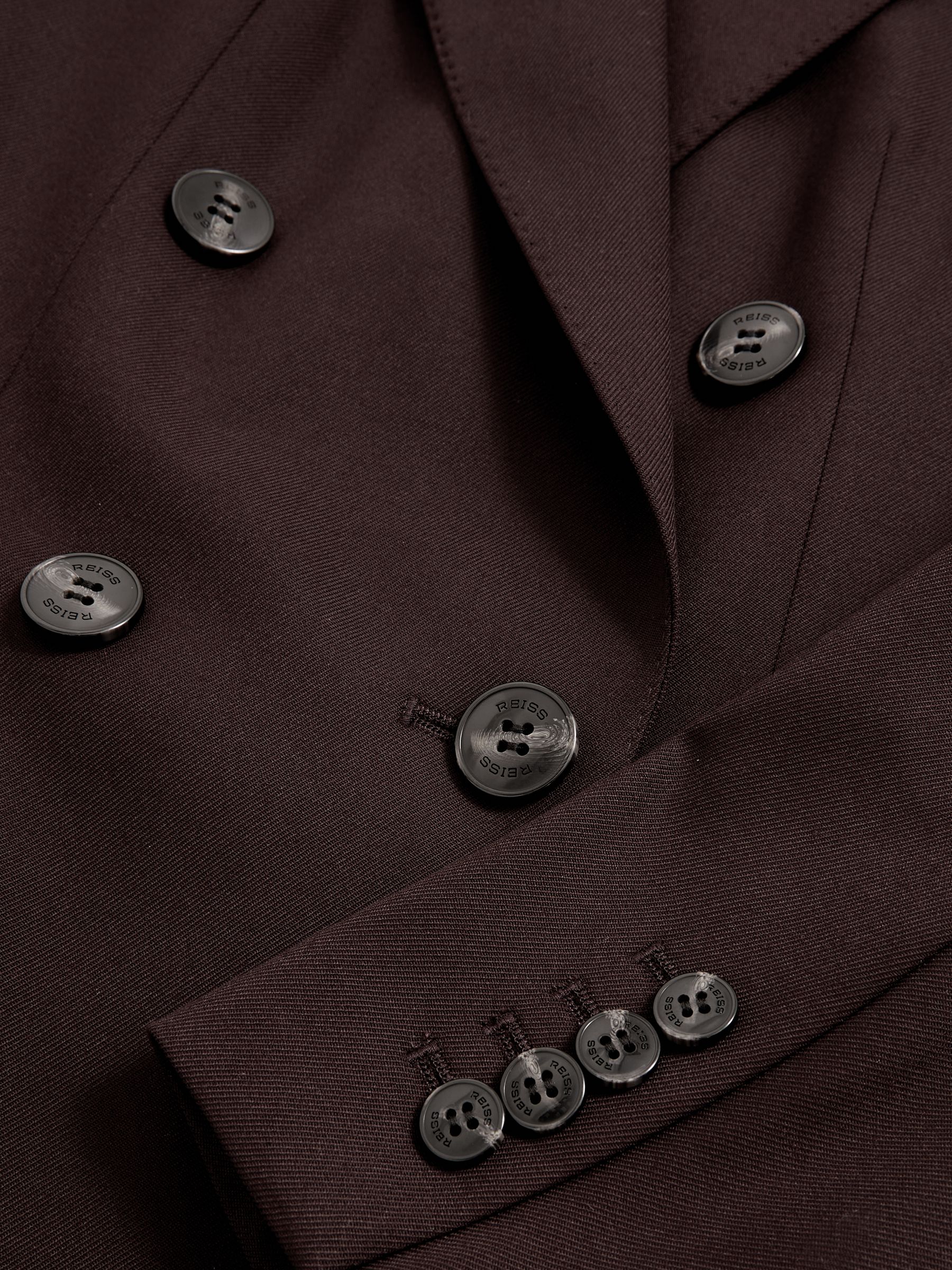 Wool-Blend Double-Breasted Suit Blazer in Aubergine