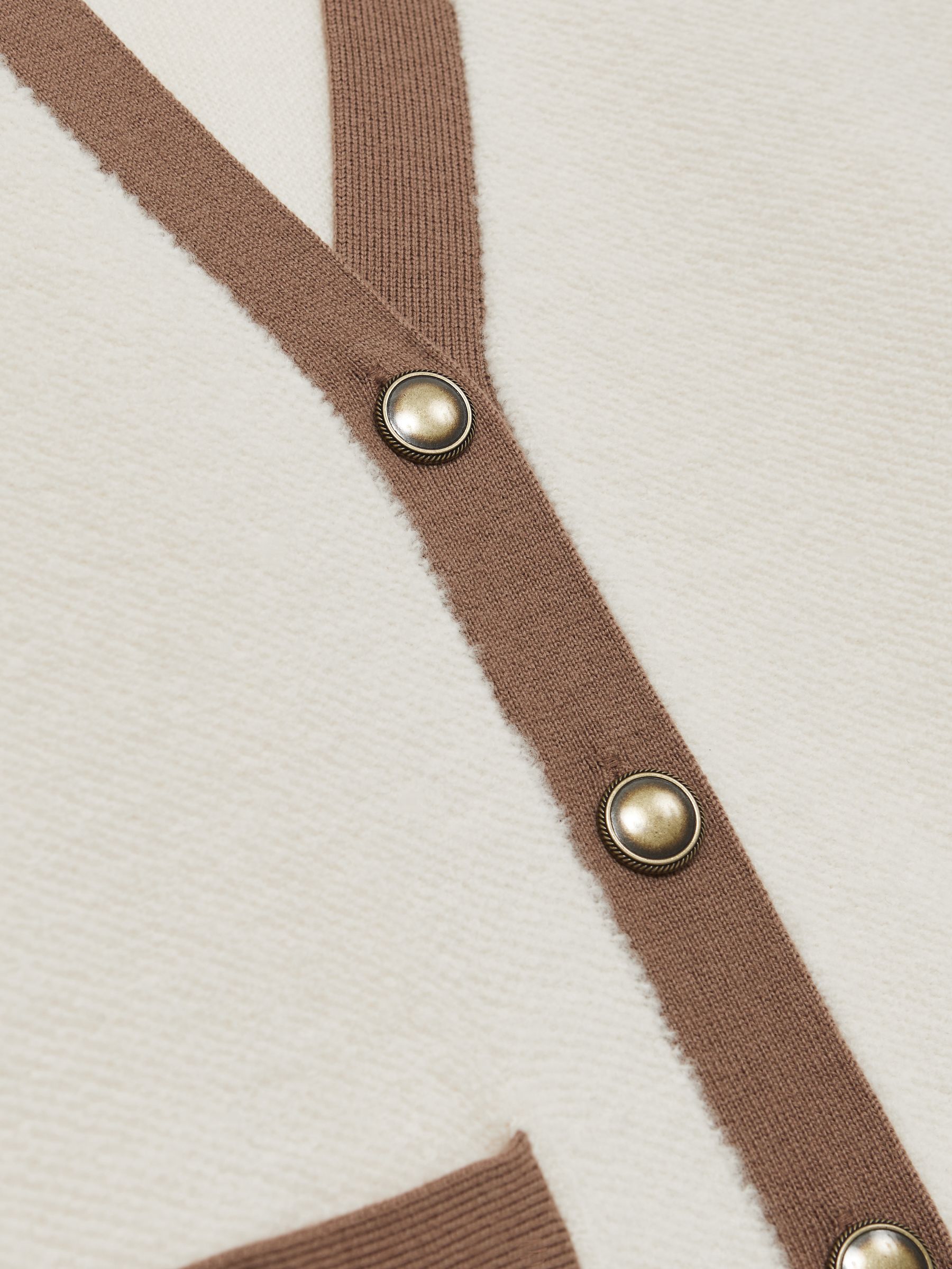 Wool Colourblock Cardigan in Cream/Neutral