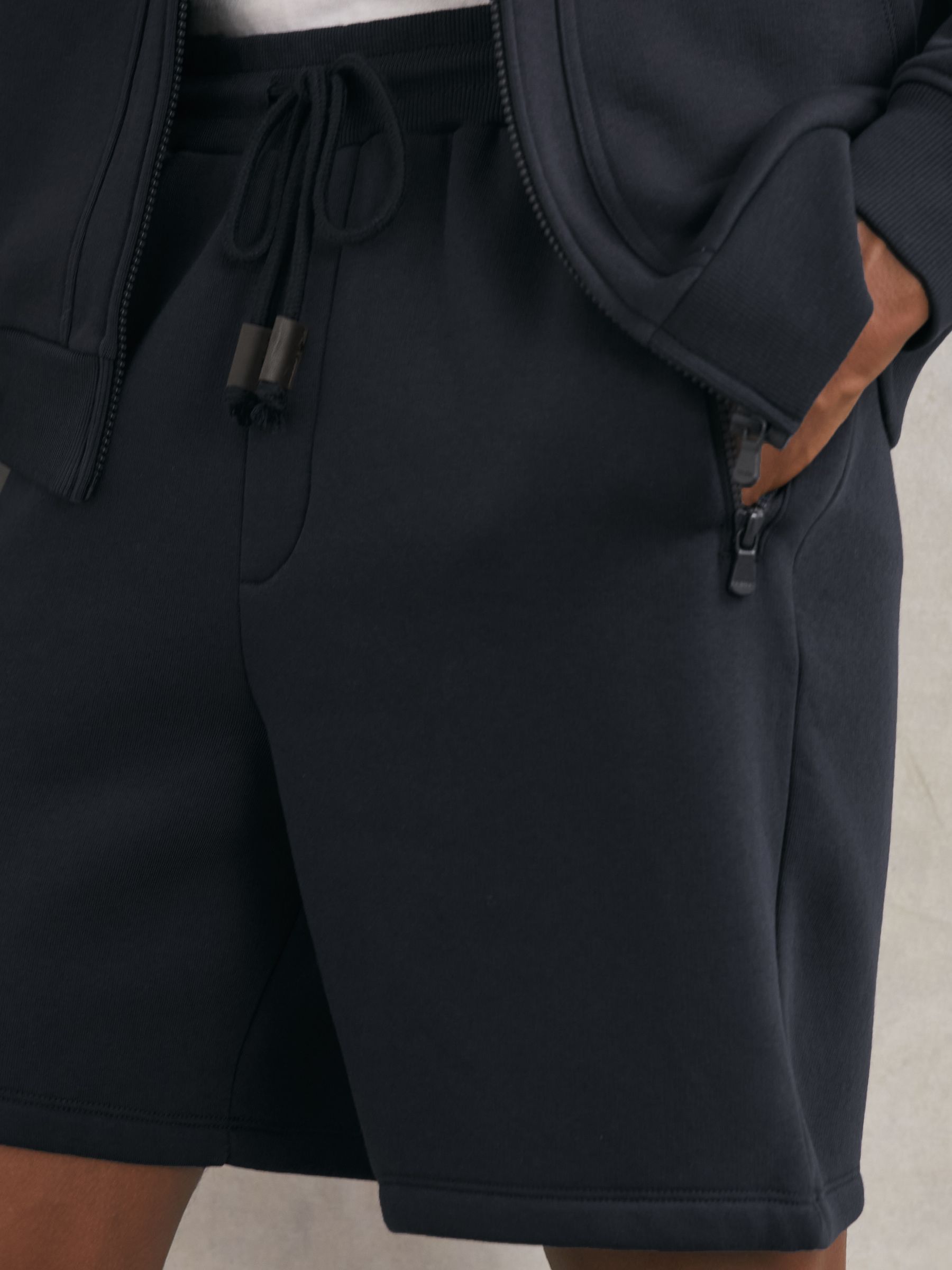 Cotton-Blend Drawstring Shorts in Navy