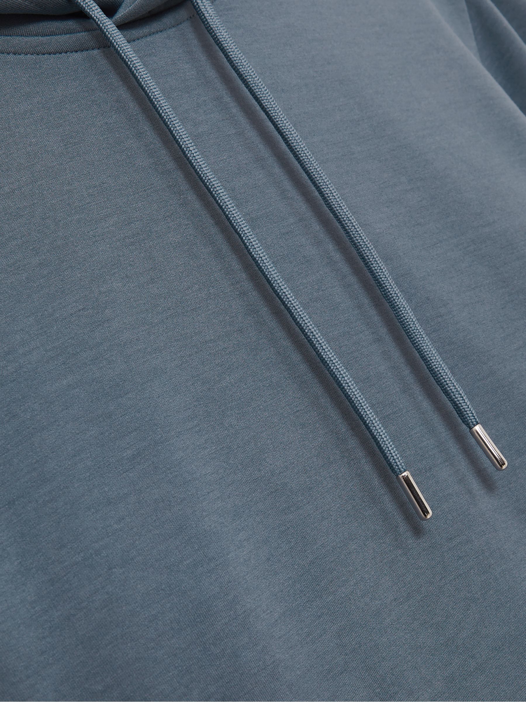 Interlock Jersey Drawstring Hoodie in Airforce Blue