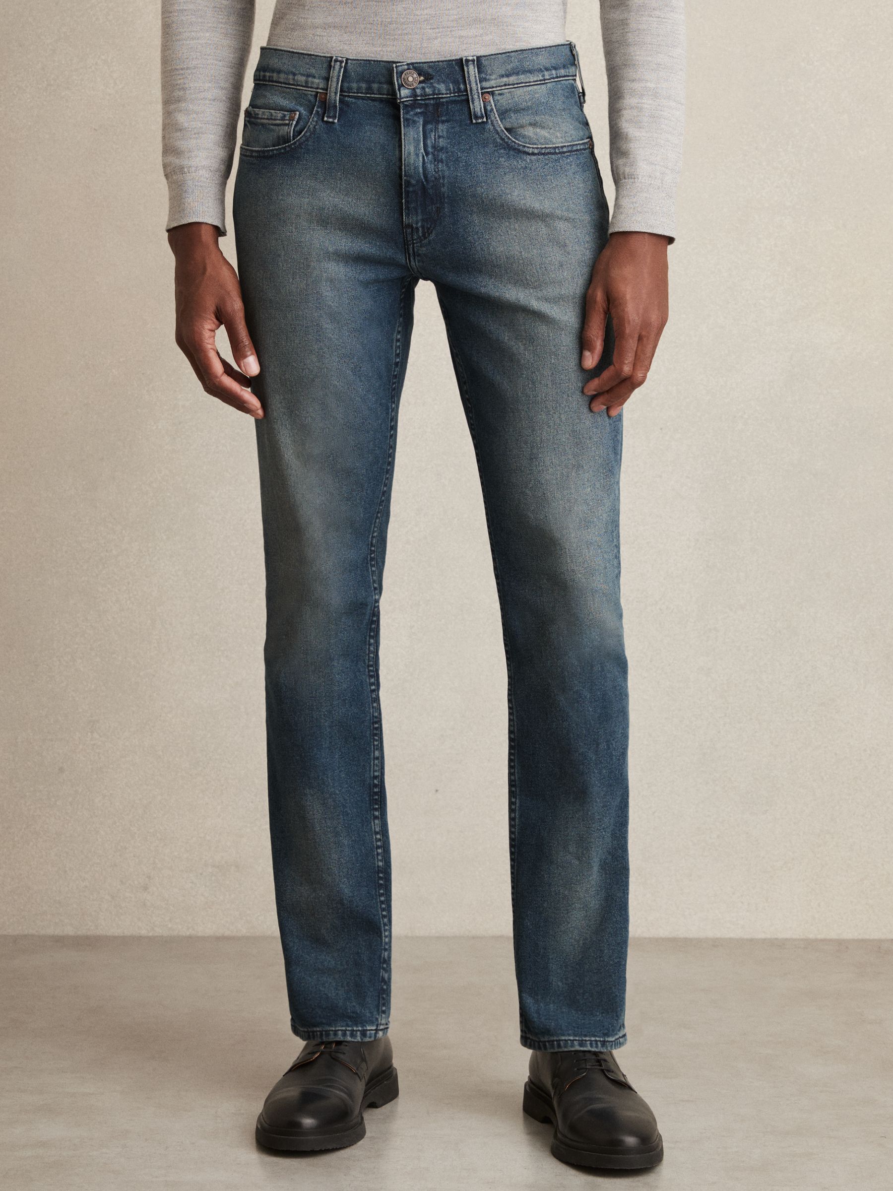 Paige Slim-Leg Jeans in Mid Blue Wash