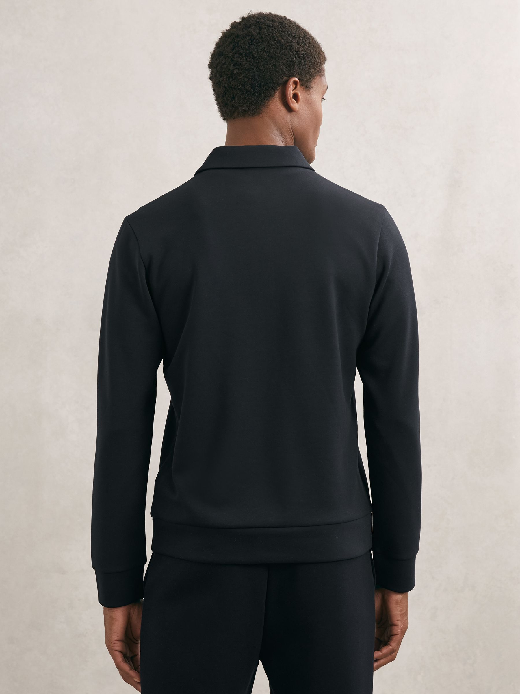 Interlock Half-Zip Polo Sweatshirt in Navy Blue