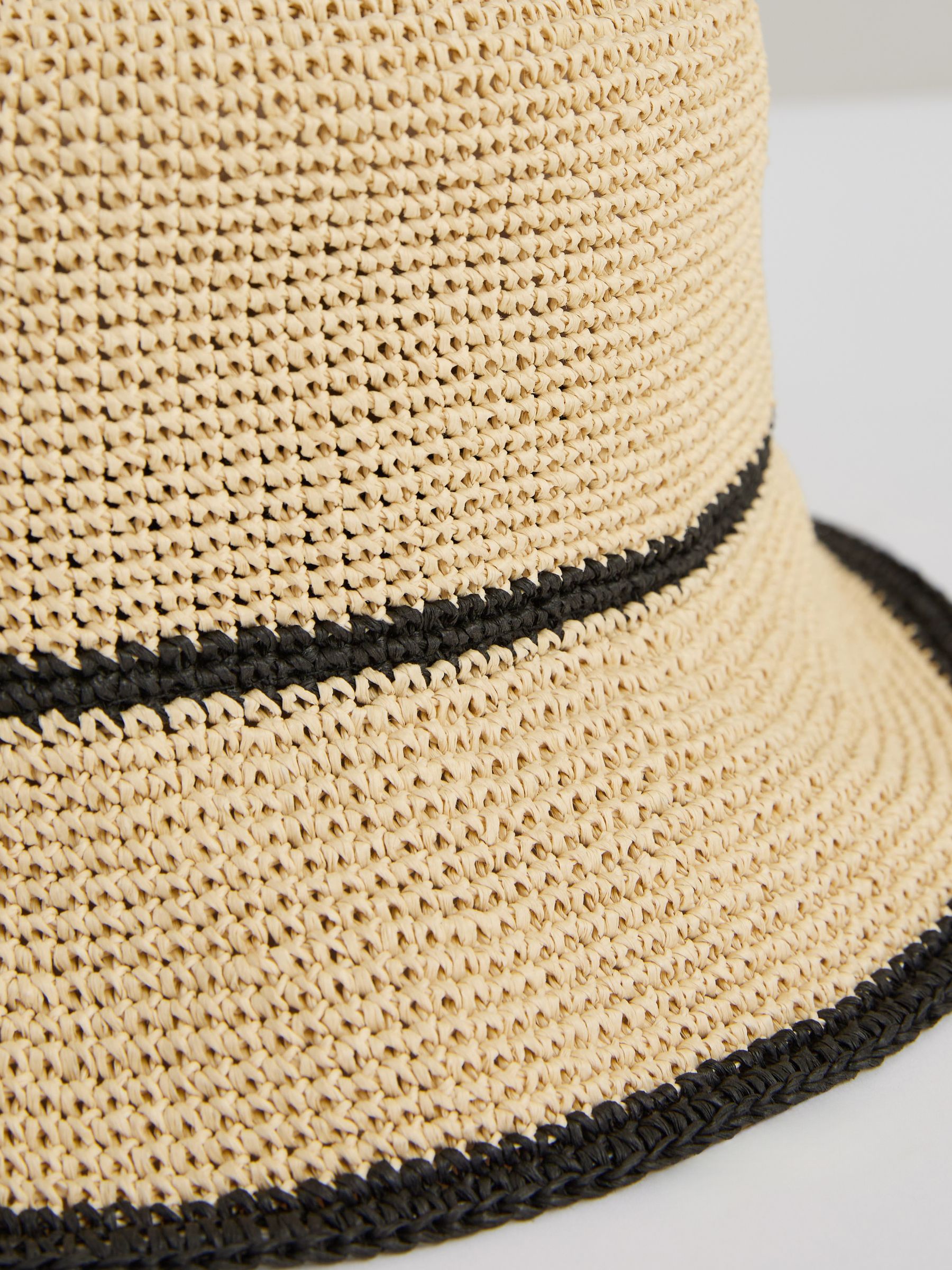 Tipped Straw Bucket Hat in Natural