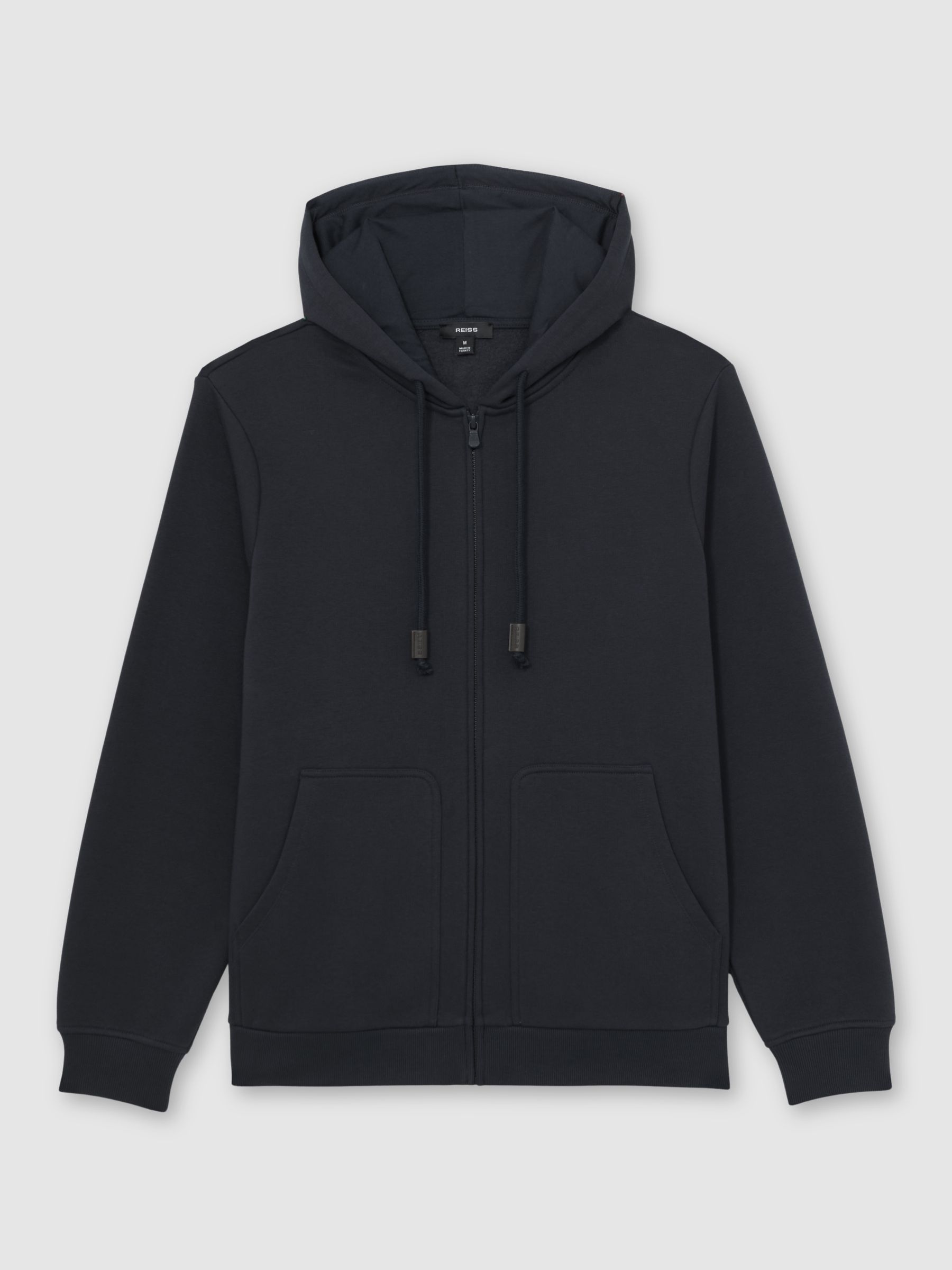 Cotton-Blend Zip-Through Hoodie in Navy