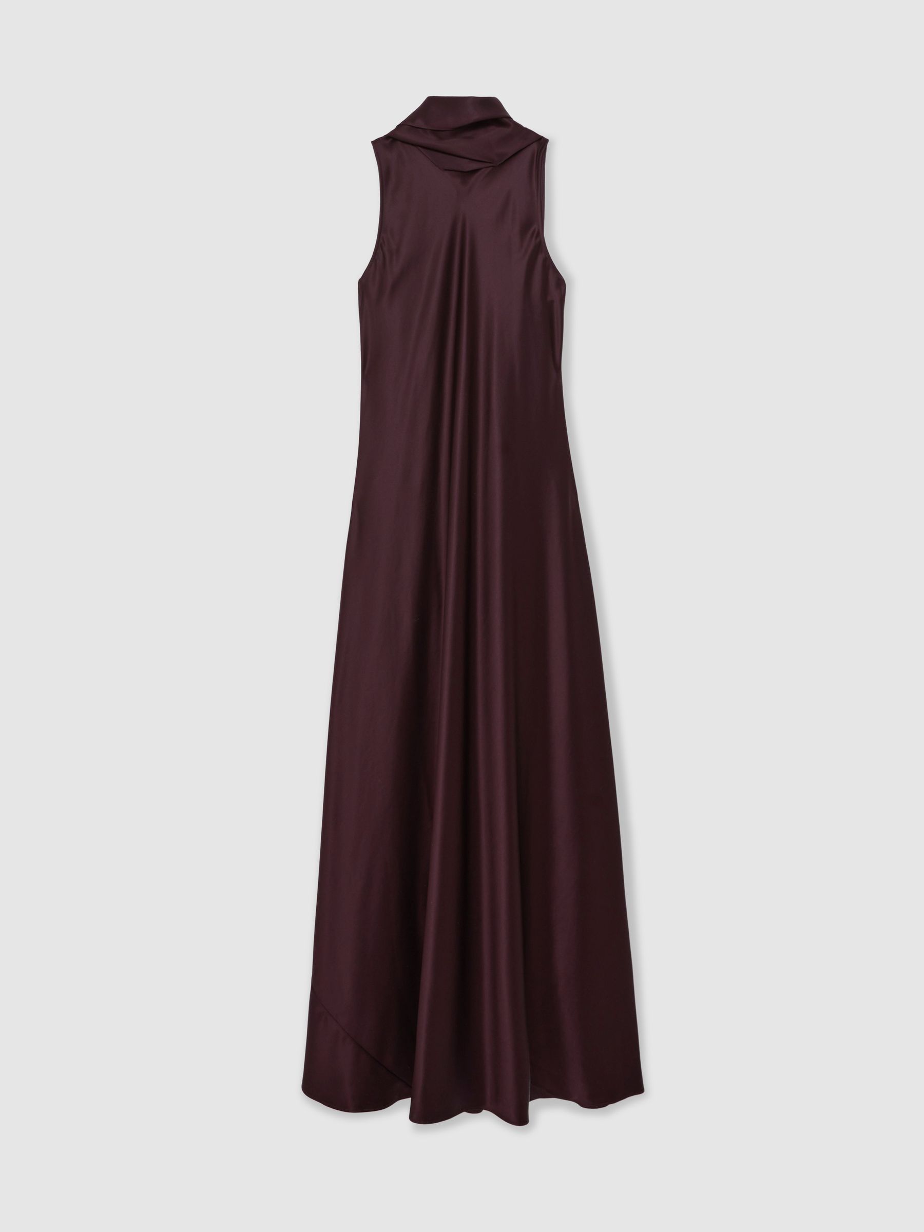 Satin Cape Maxi Dress in Burgundy