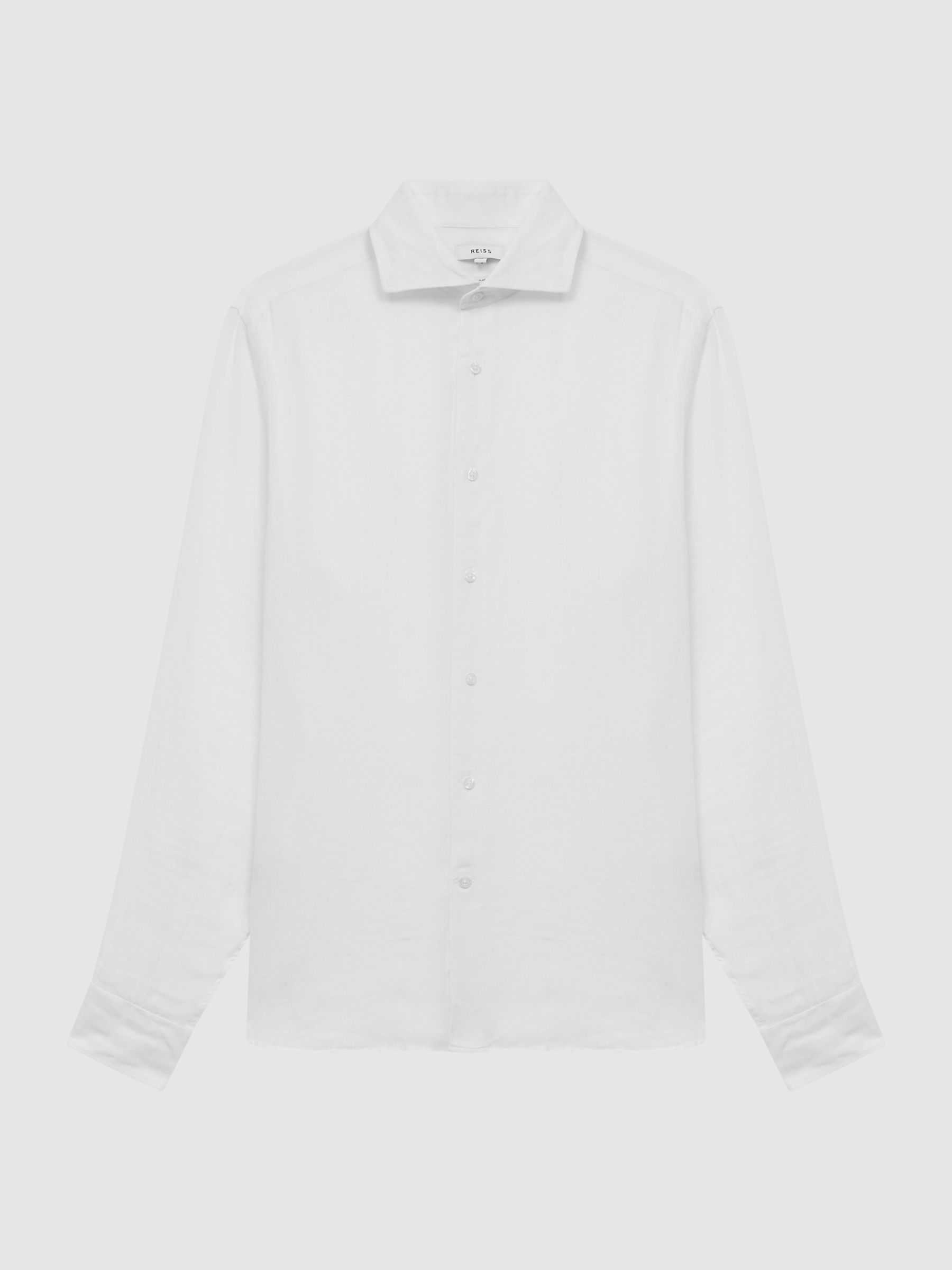 Linen Cutaway-Collar Shirt in White