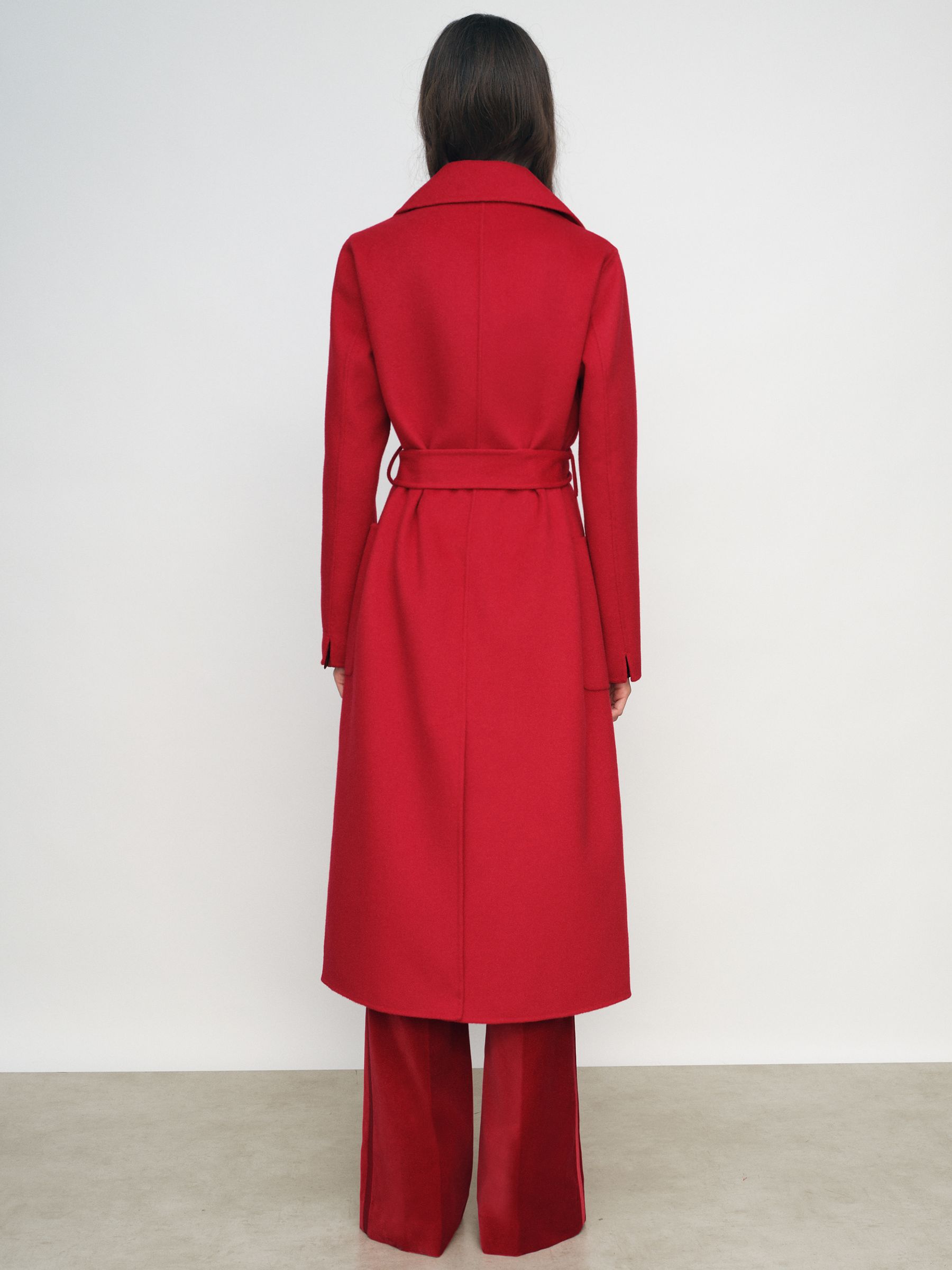 Petite Double-Breasted Blindseam Coat Wool-Blend in Red