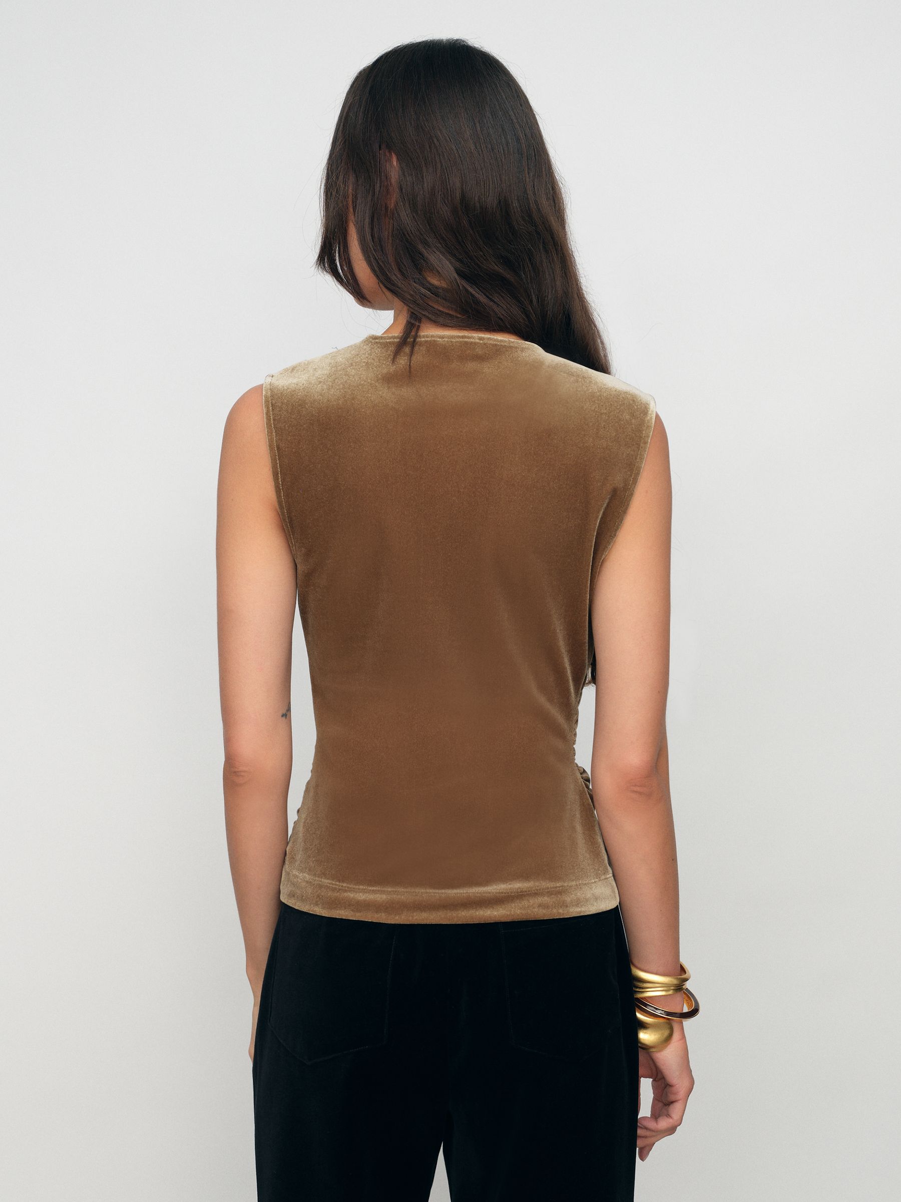 Velvet Drape Sleeveless Top in Gold