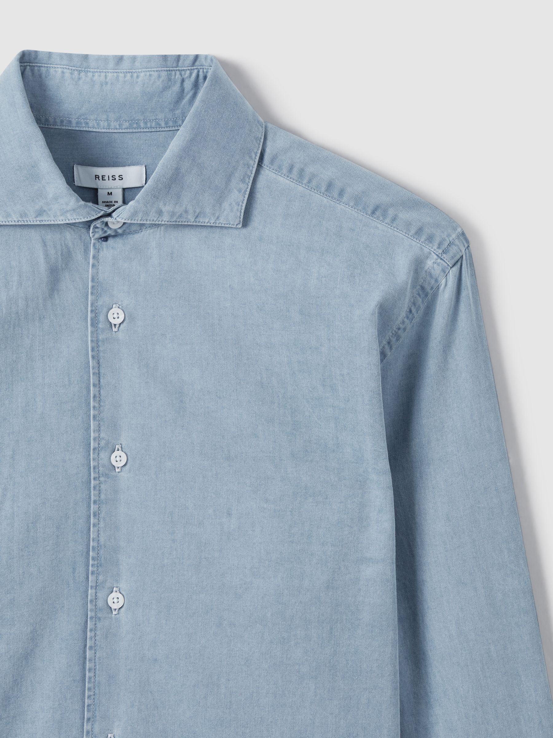 Washed Cotton Chambray Shirt in Blue