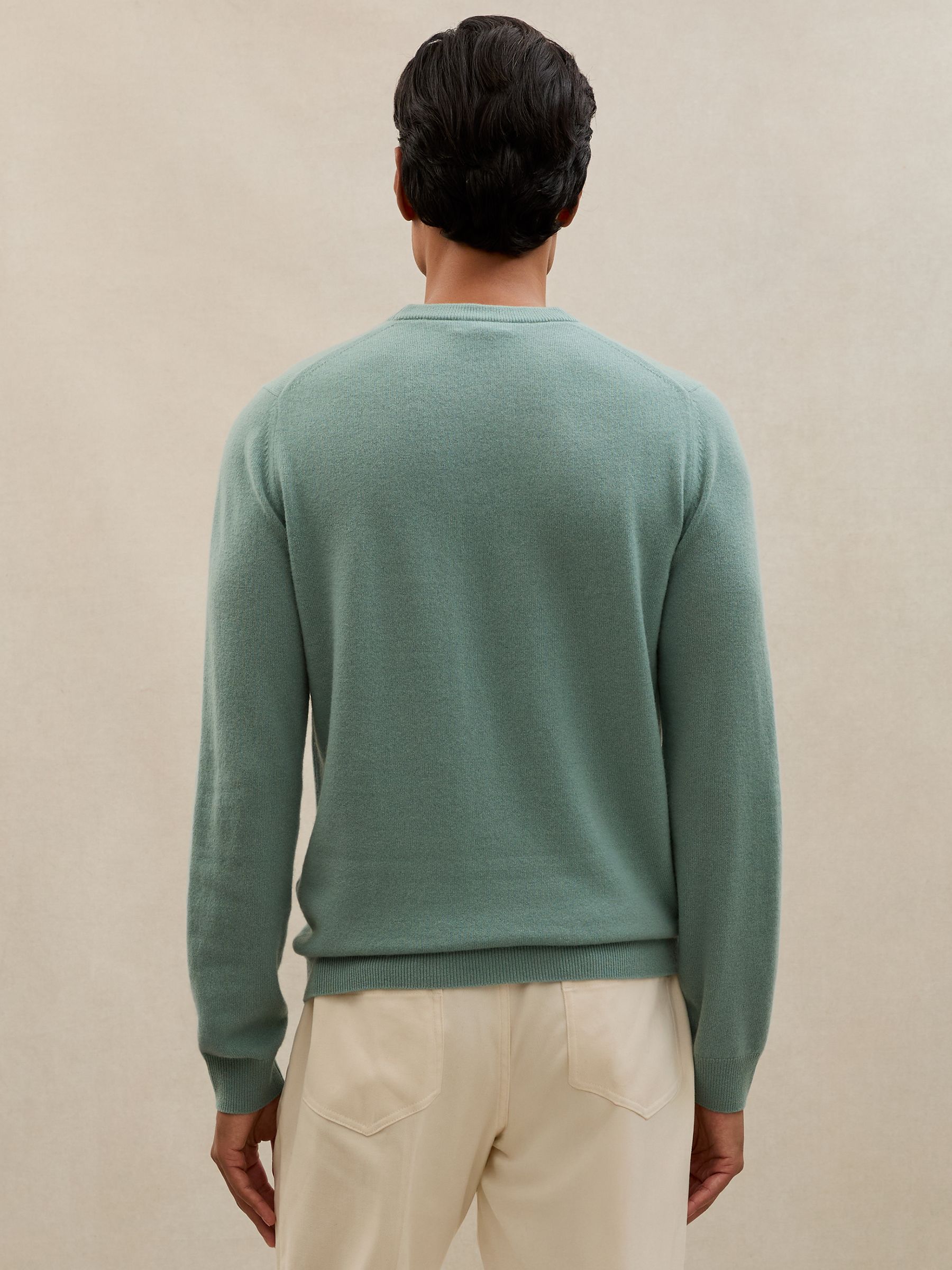 Atelier 100% Cashmere Crew-Neck Jumper in Teal Green