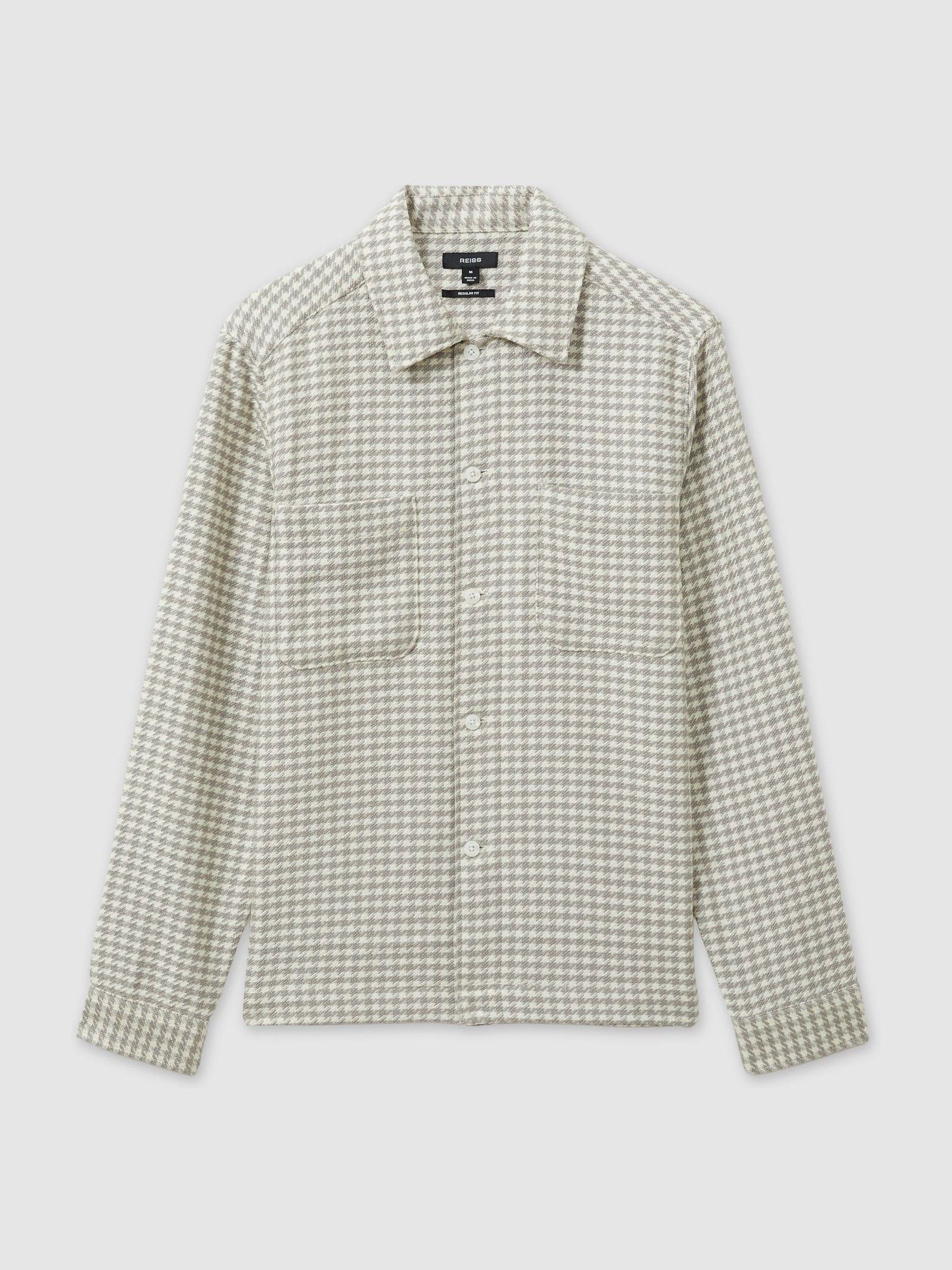 Dogtooth Twill Overshirt in Grey/White