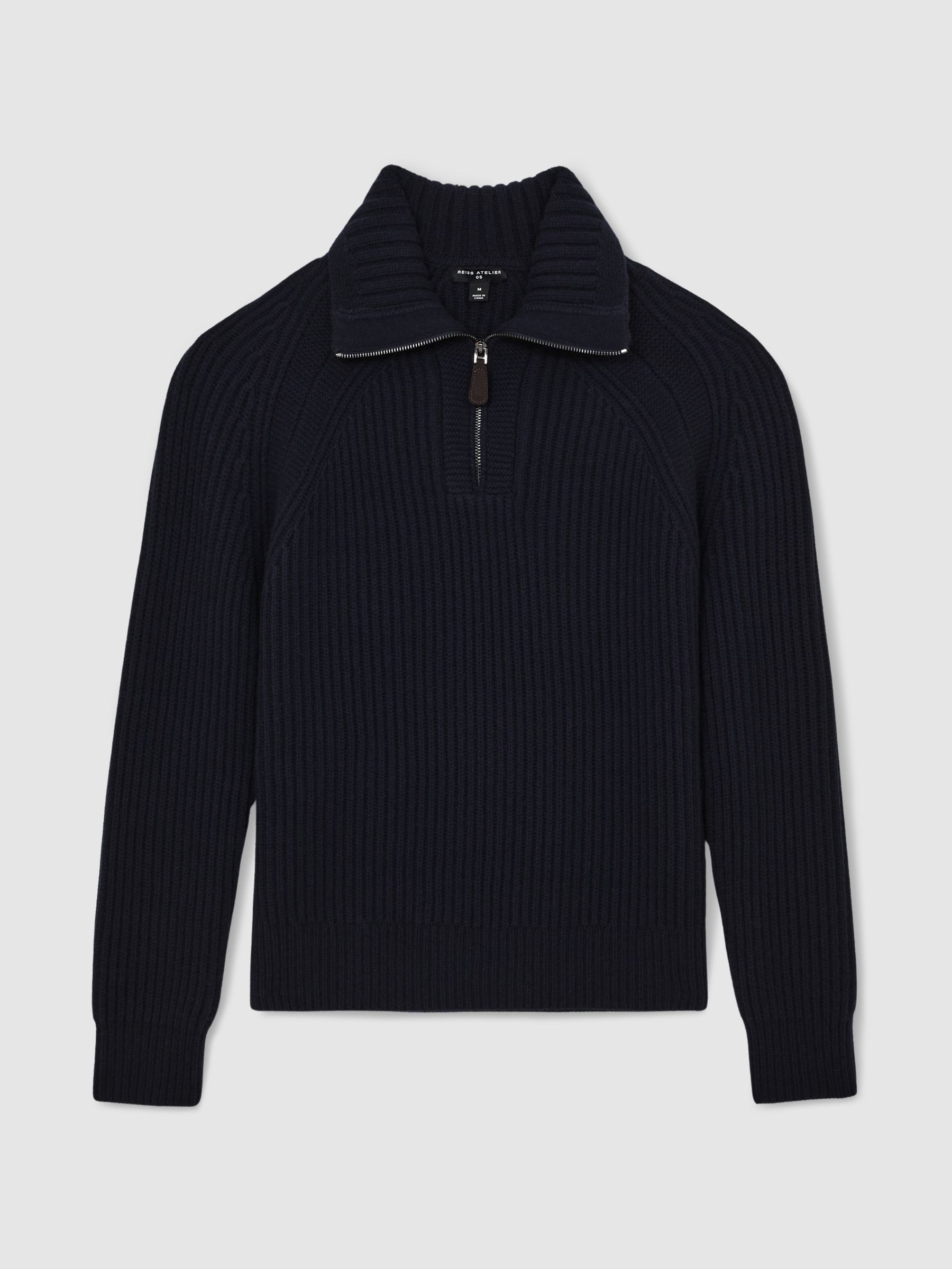 Atelier 100% Cashmere Half-Zip Jumper in Navy