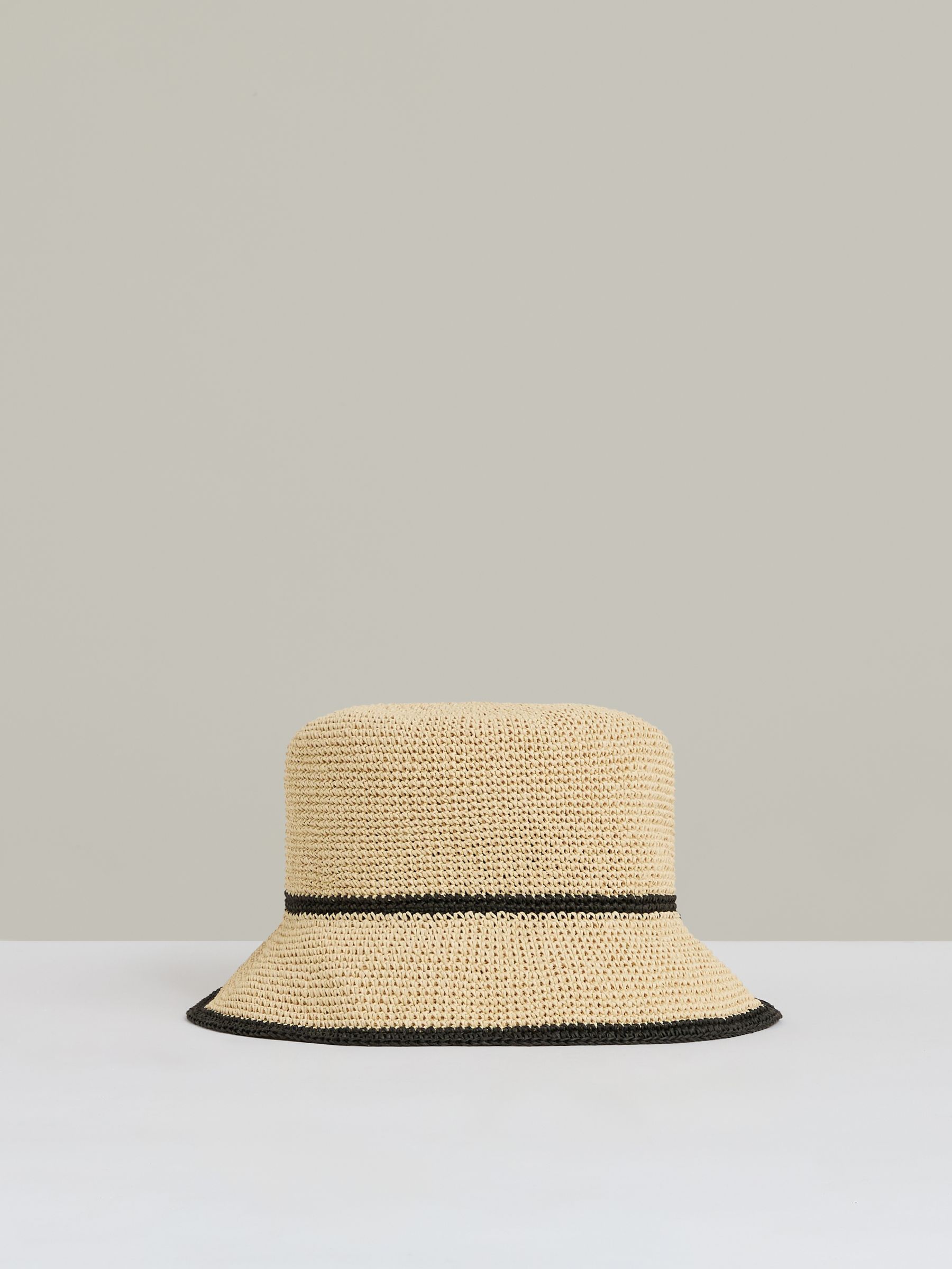 Tipped Straw Bucket Hat in Natural