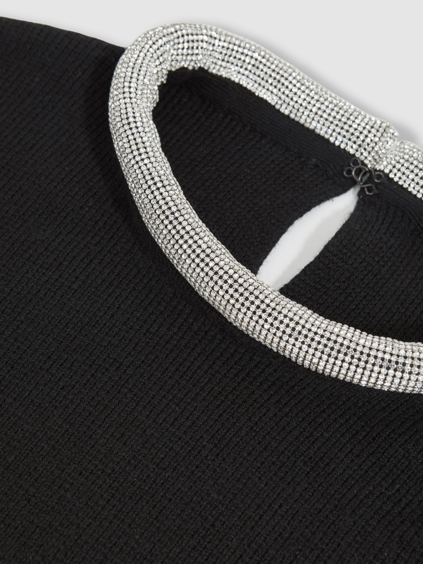 Wool-Blend Necklace-Trim Jumper With Cashmere in Black