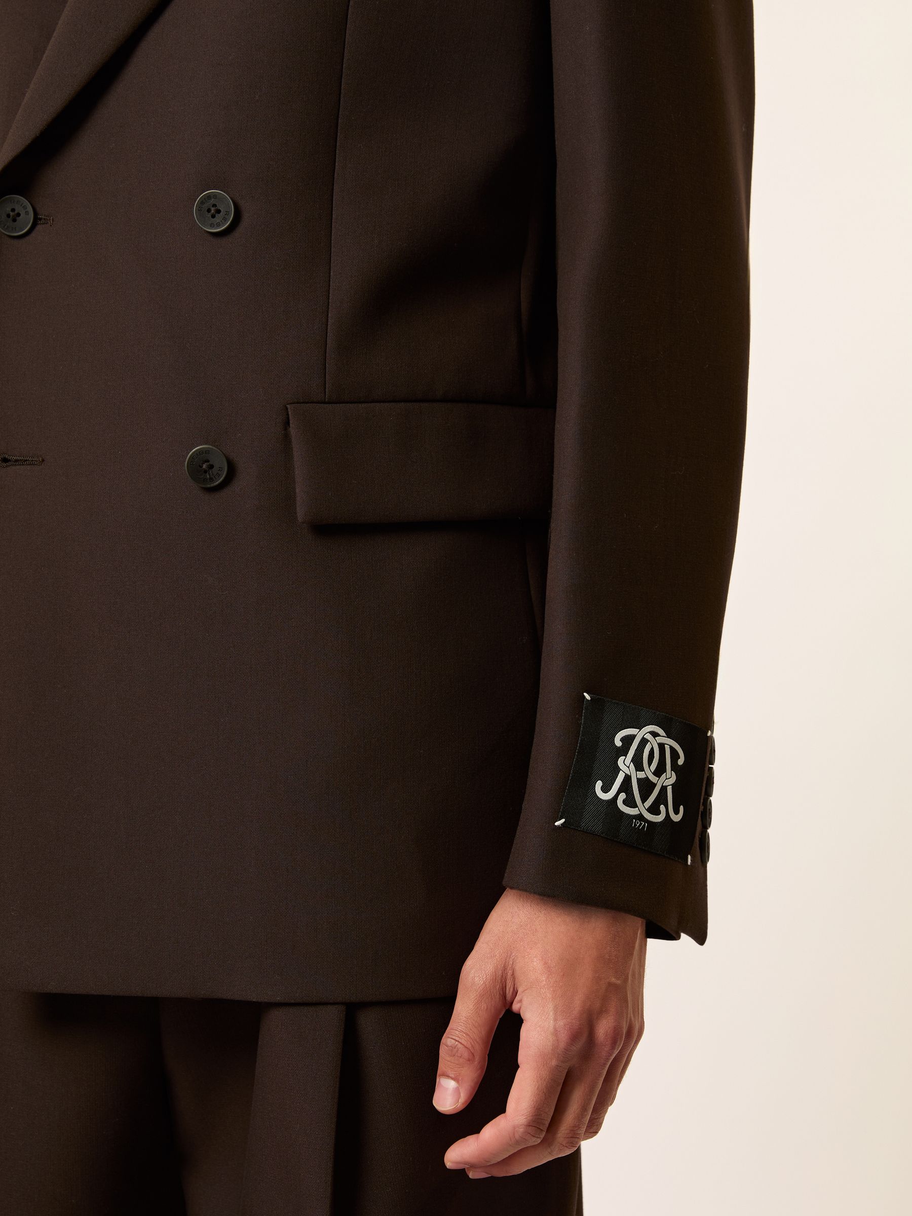 Monogram Relaxed Double-Breasted Blazer in Brown