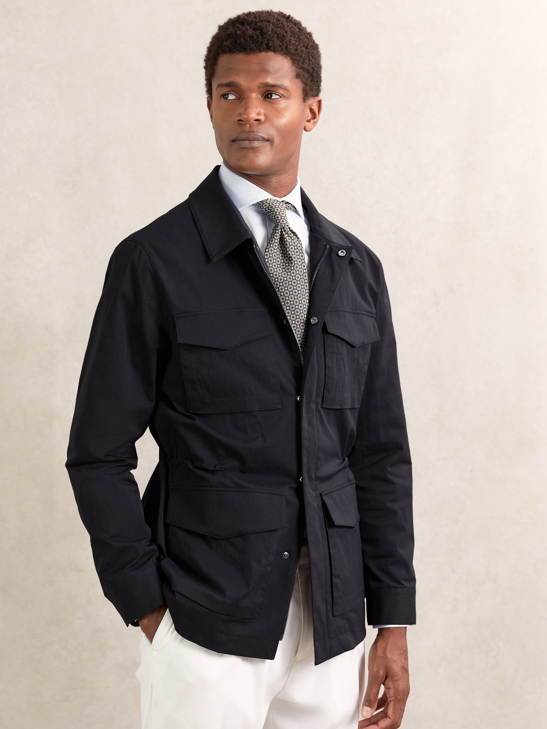 Removable-Gilet Safari Jacket in Navy