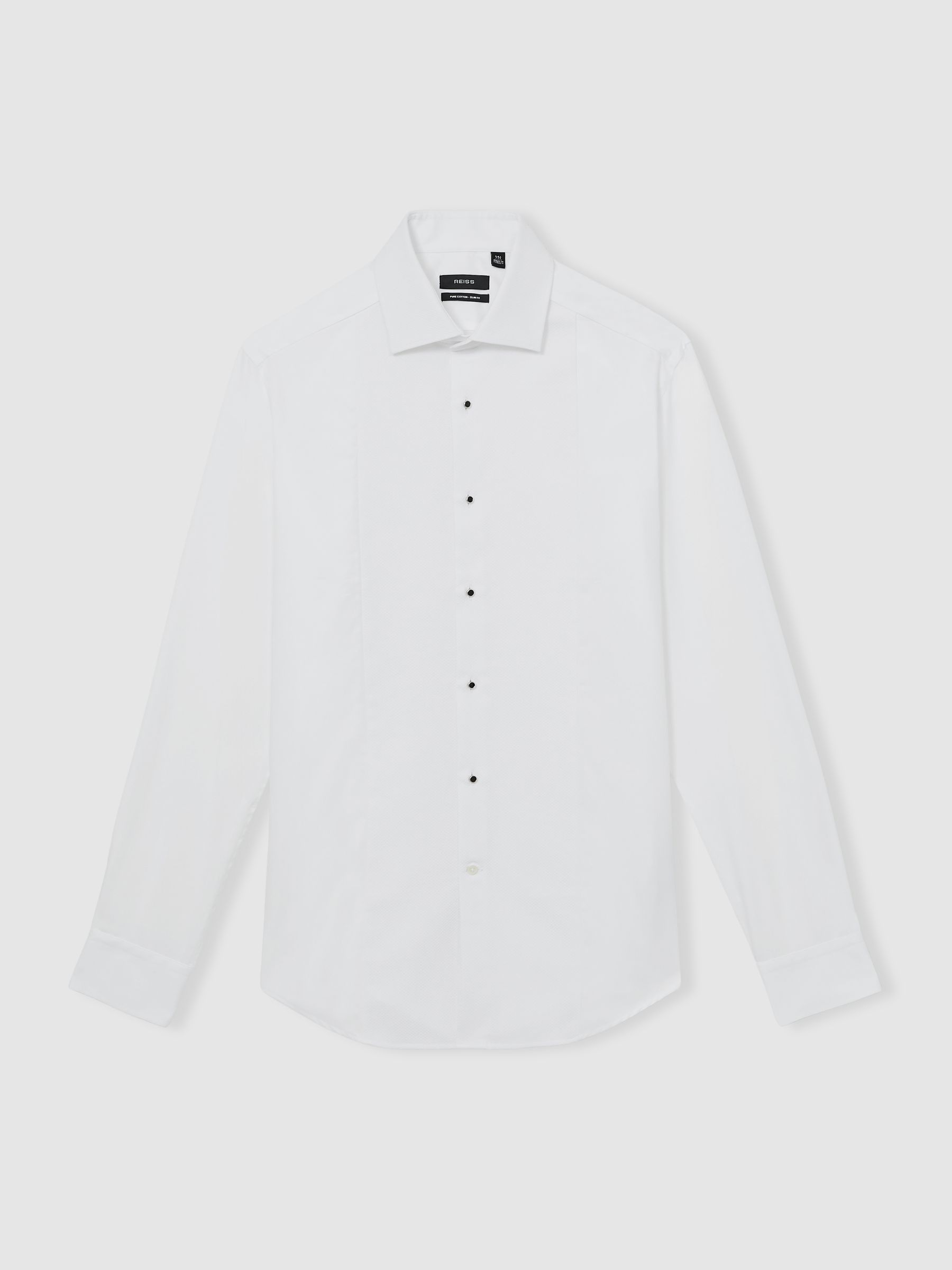 Slim Fit Cotton Double-Cuff Dinner Shirt in White