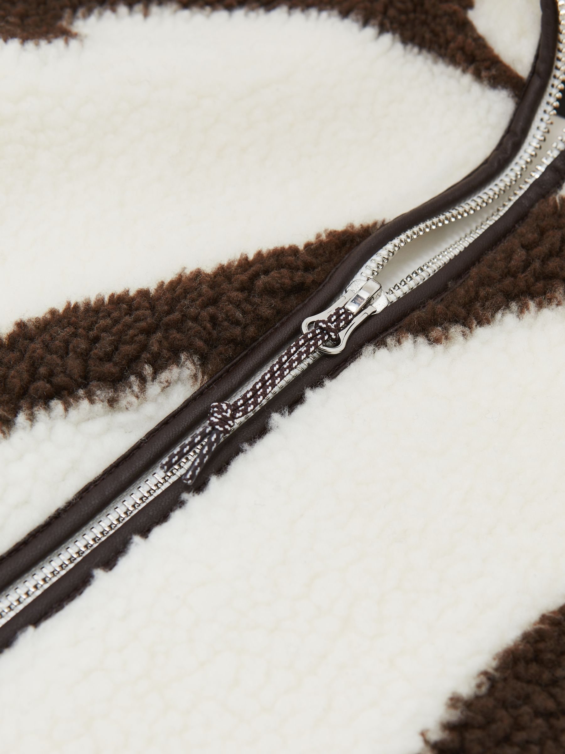 Monogram Motif Relaxed Fleece Jacket in White/Brown