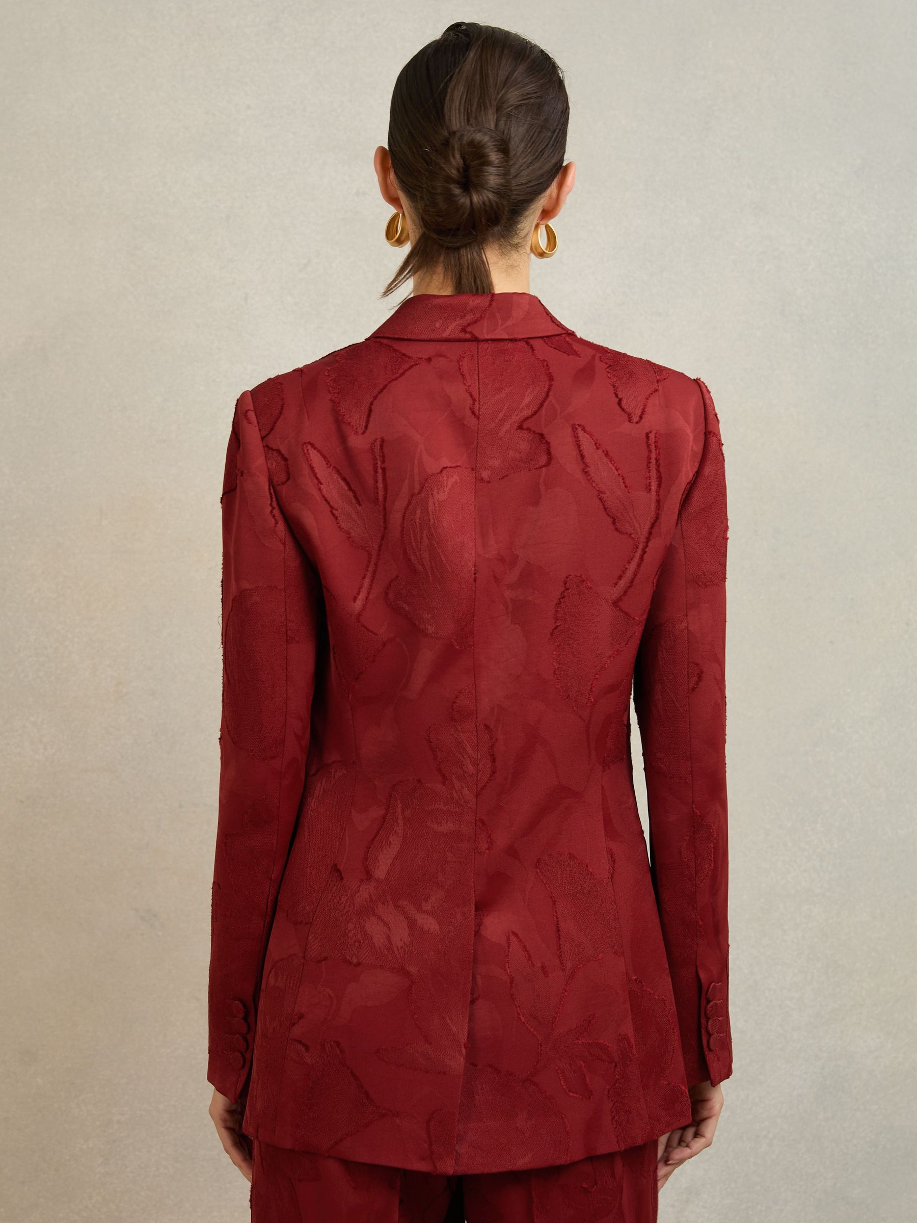 Atelier Jacquard Double-Breasted Blazer in Red
