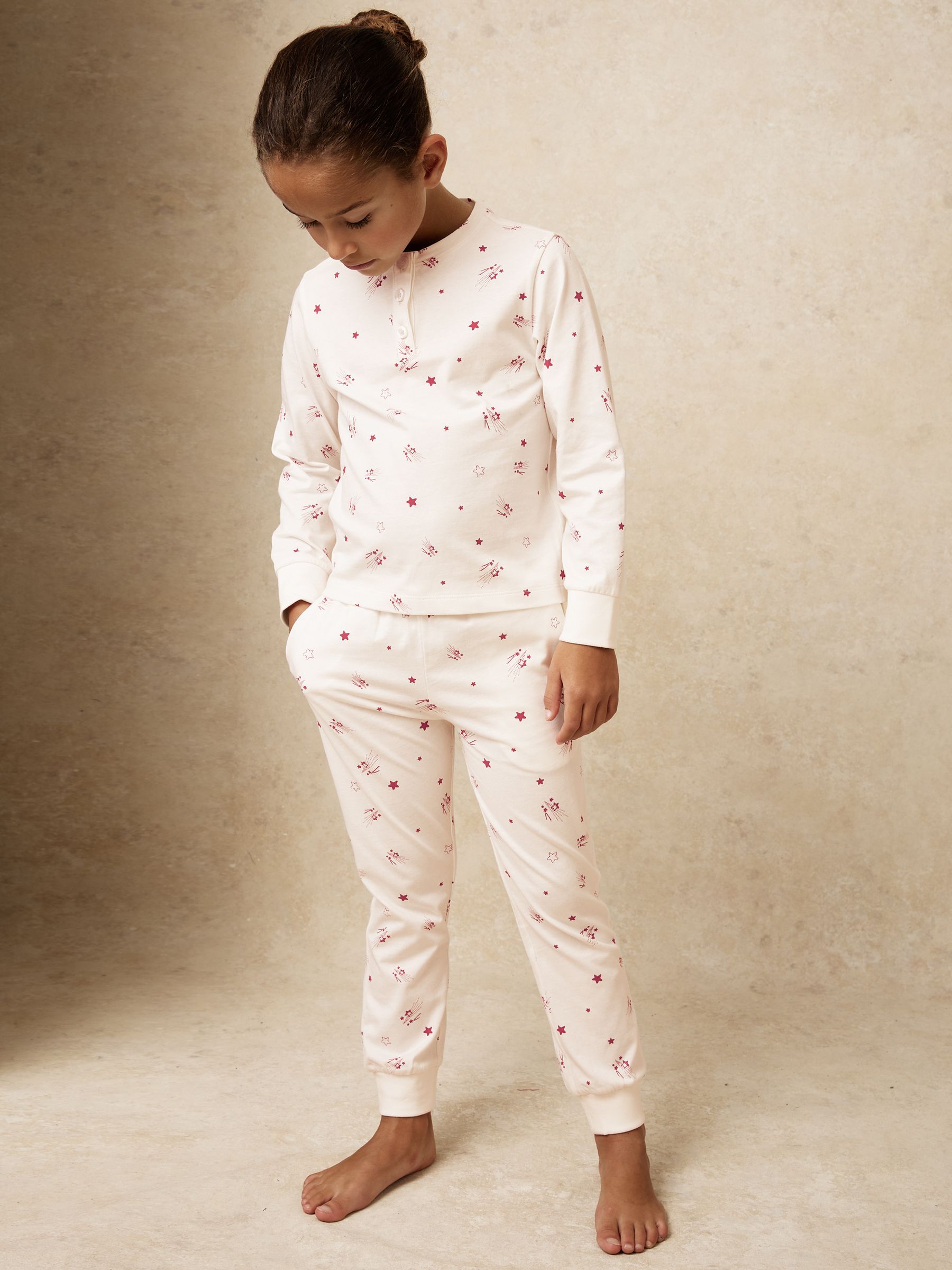 3-9 yrs Cotton-Jersey Star-Print Pyjama Set in Ivory