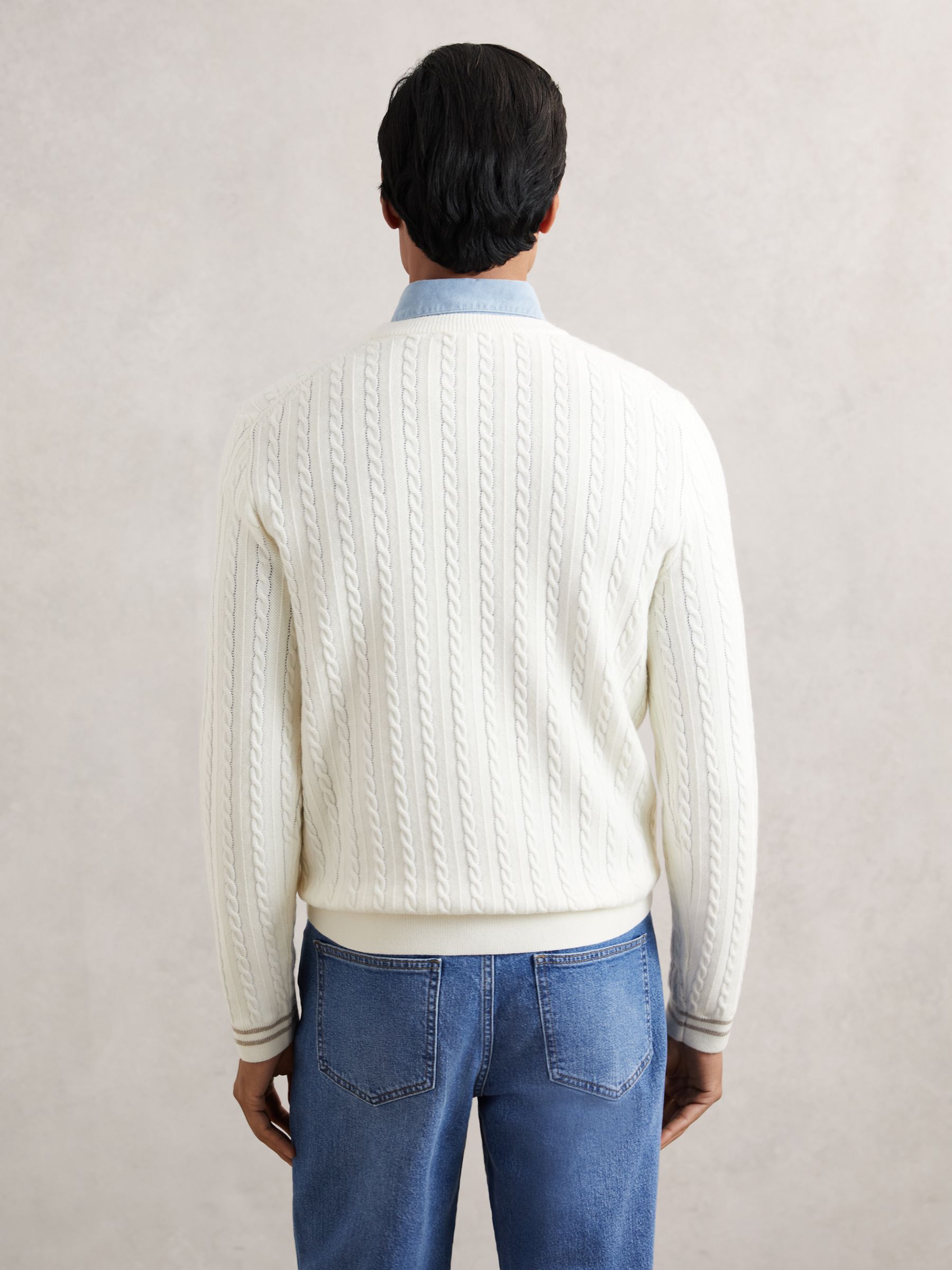Cable-Knit Jumper With Wool in White