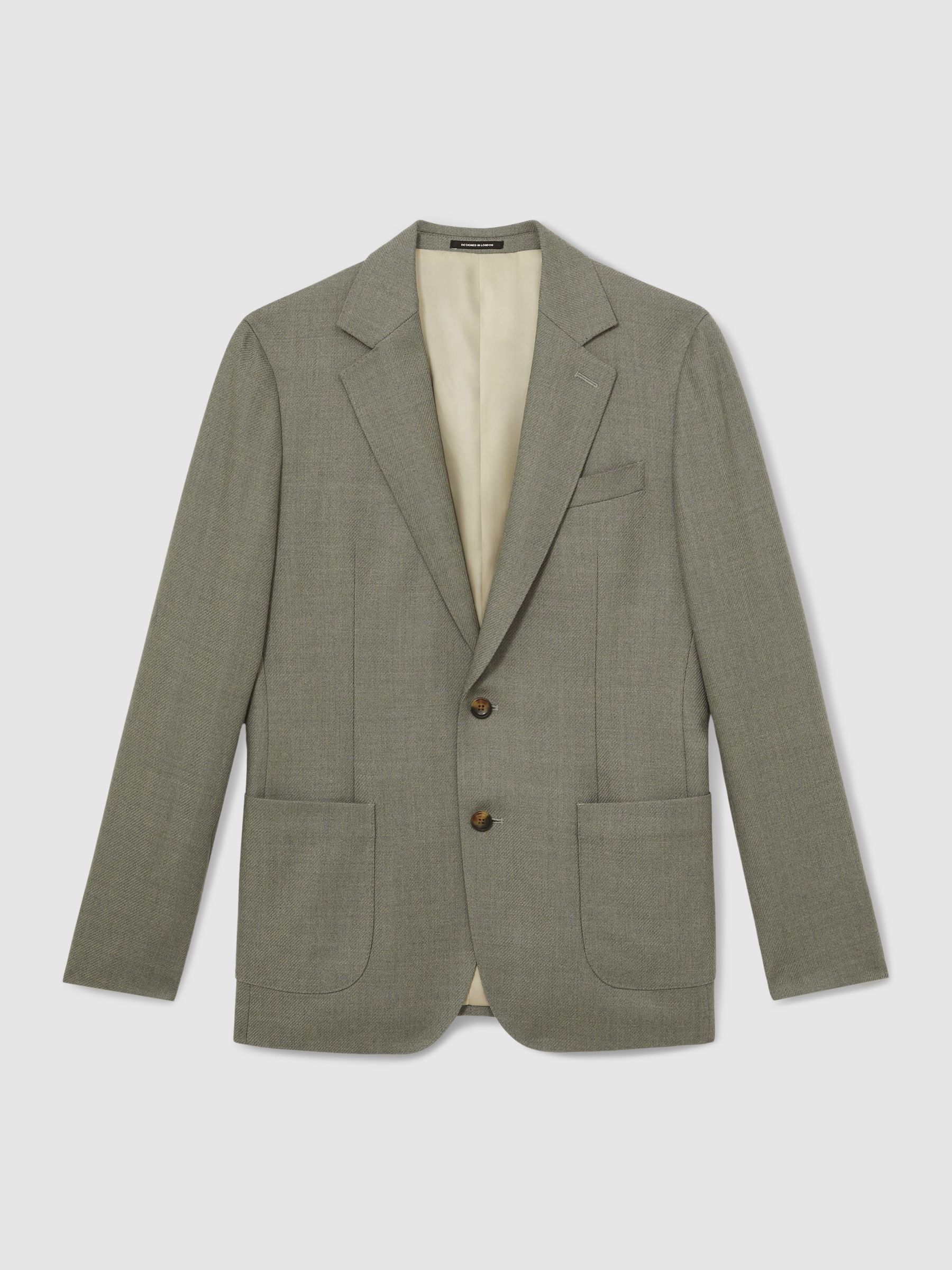 Wool-Blend Single-Breasted Blazer Slim-Fit in Sage Green