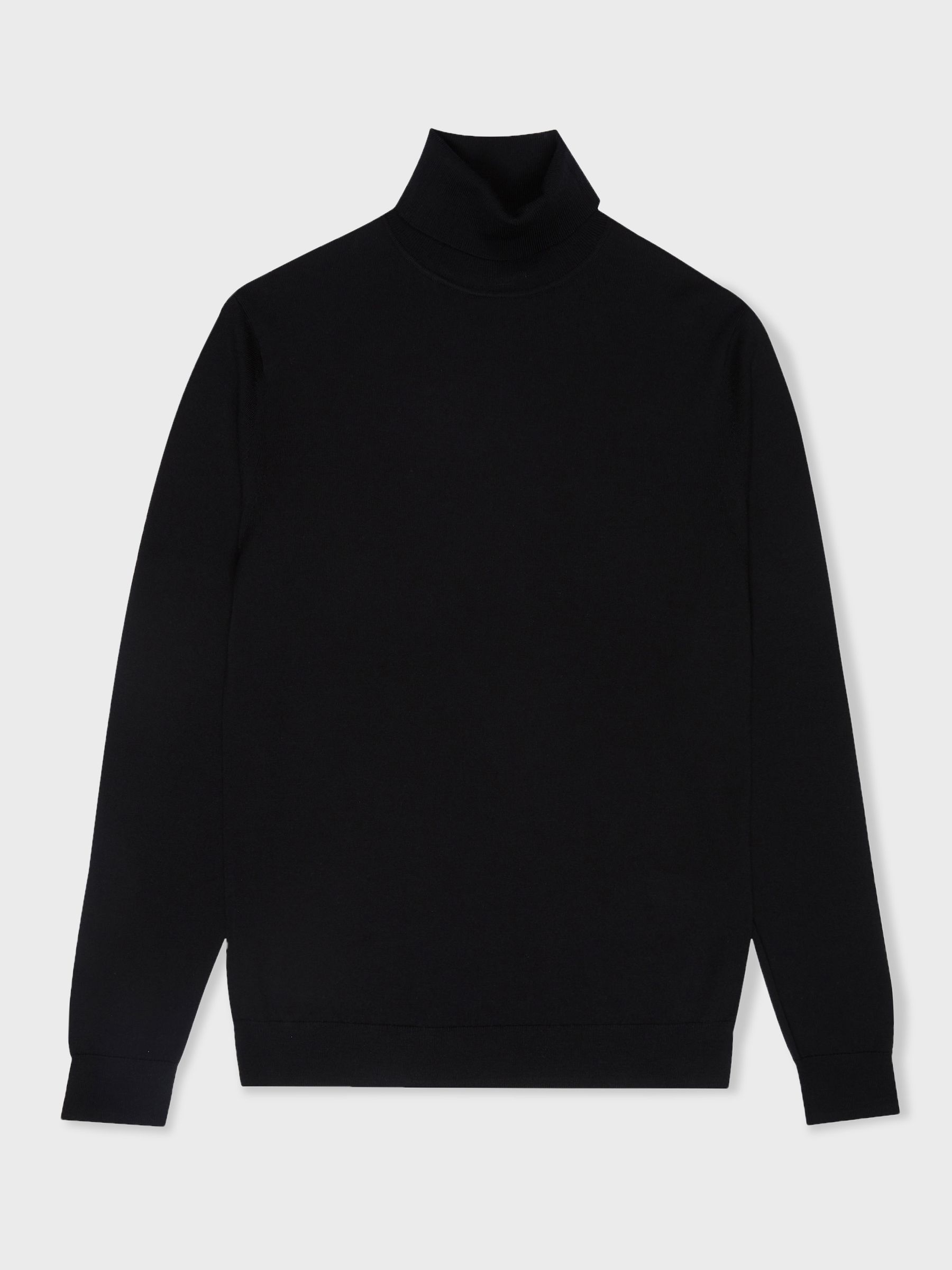 Merino Wool Roll-Neck Jumper in Black