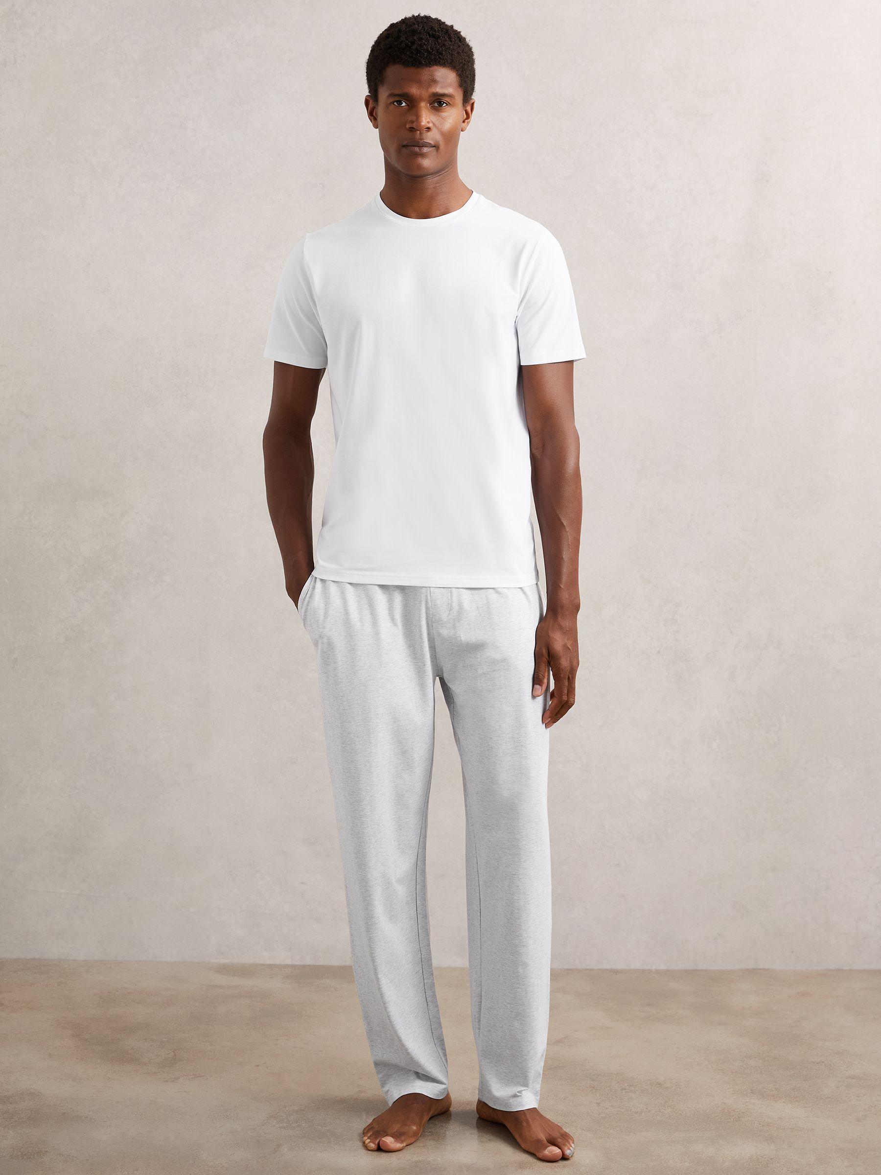 Cotton Jersey Logo-Waistband Joggers with Stretch in Soft Grey