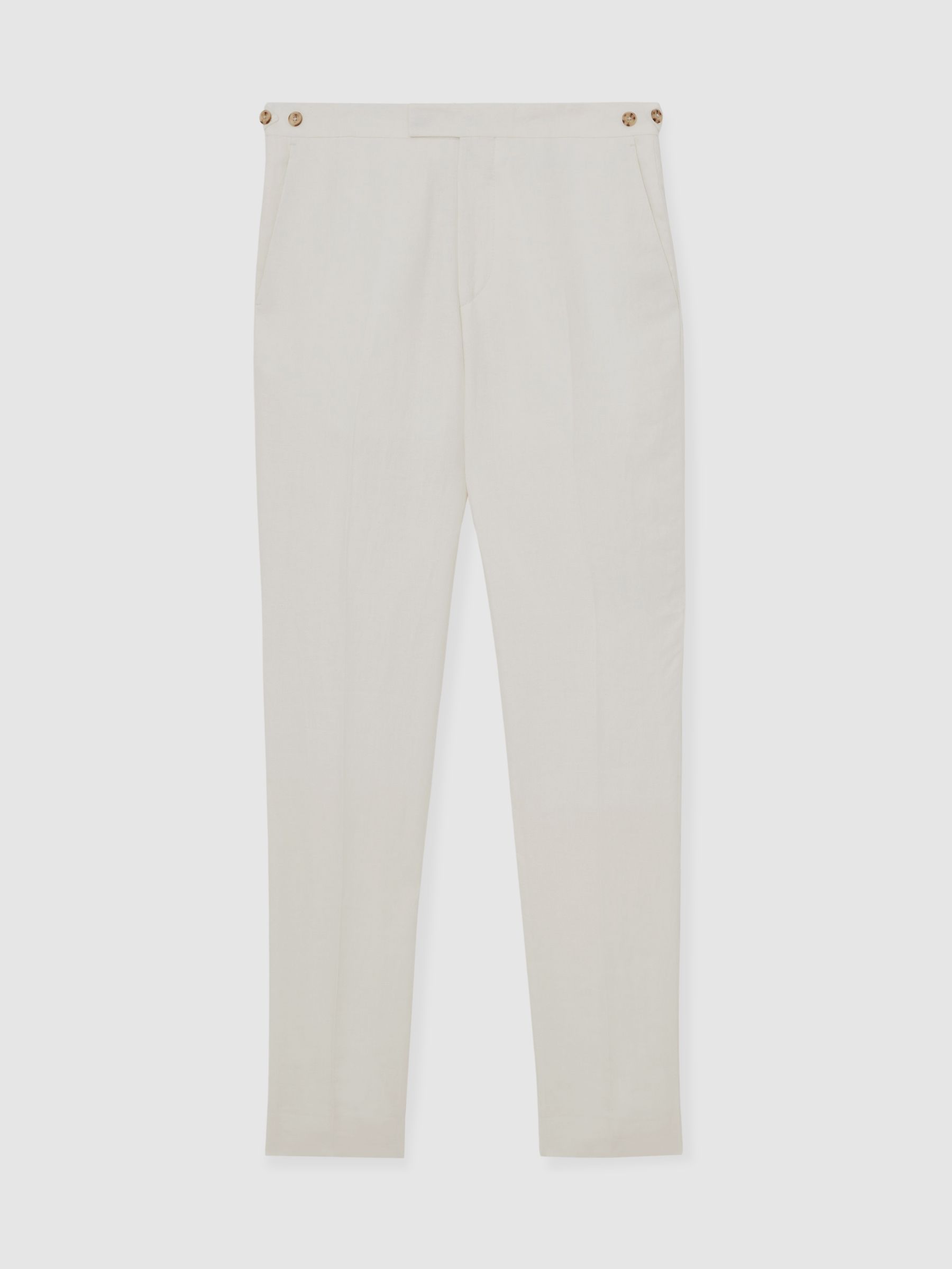 Slim-Fit Linen Herringbone Suit Trousers in White