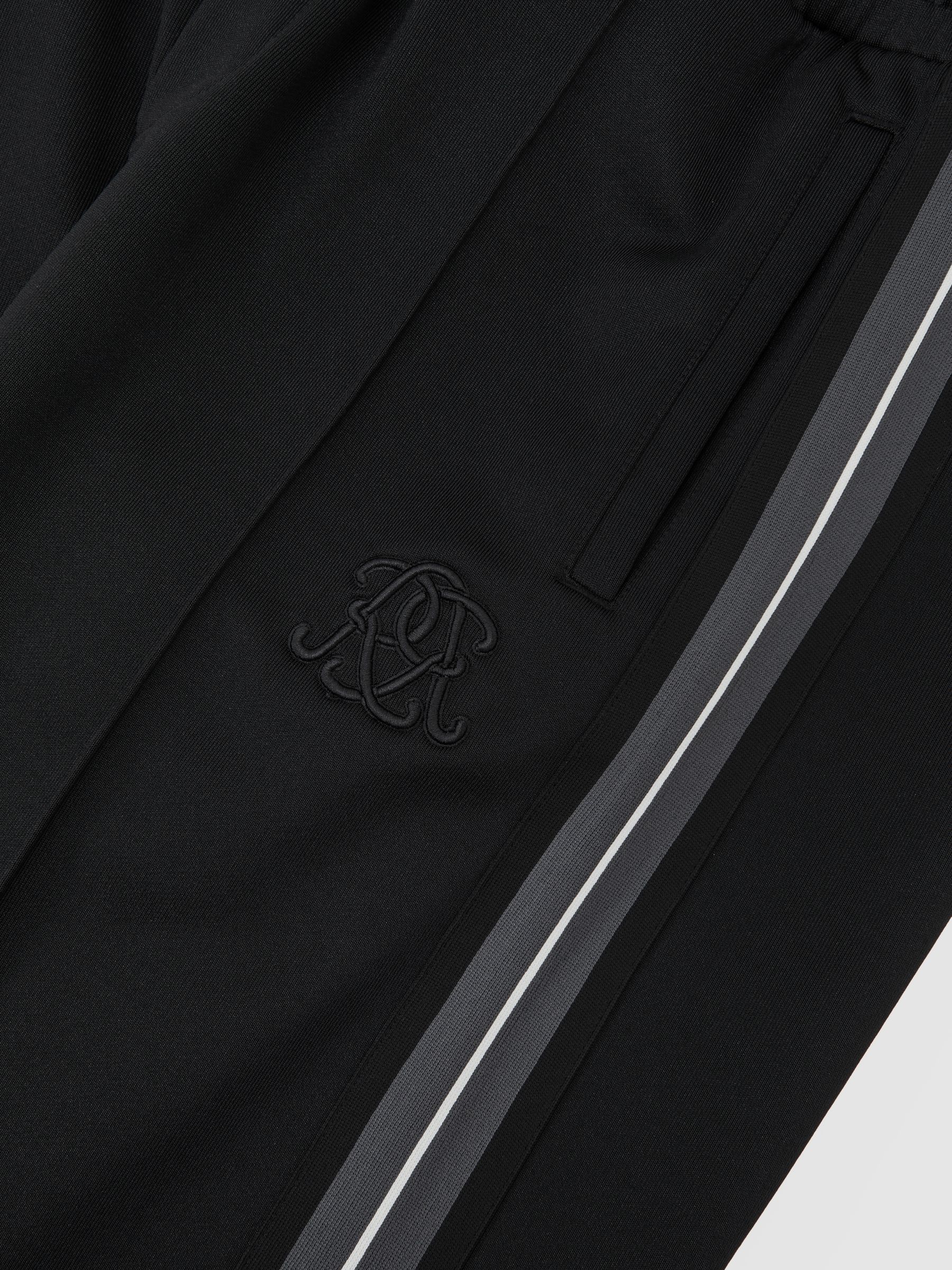 Monogram Cotton Wide-Leg Joggers in Black