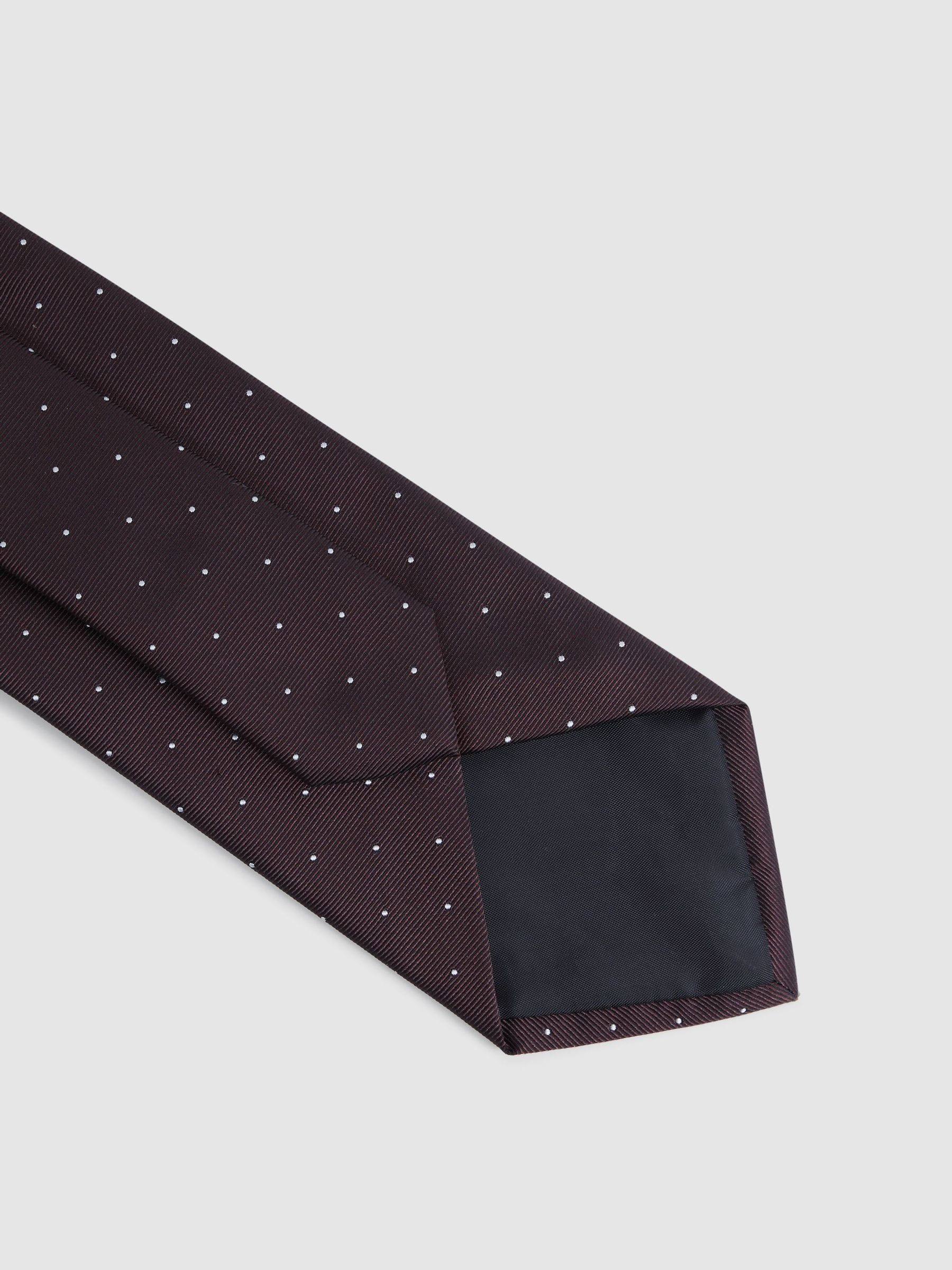 Polka Dot Silk Tie in Burgundy