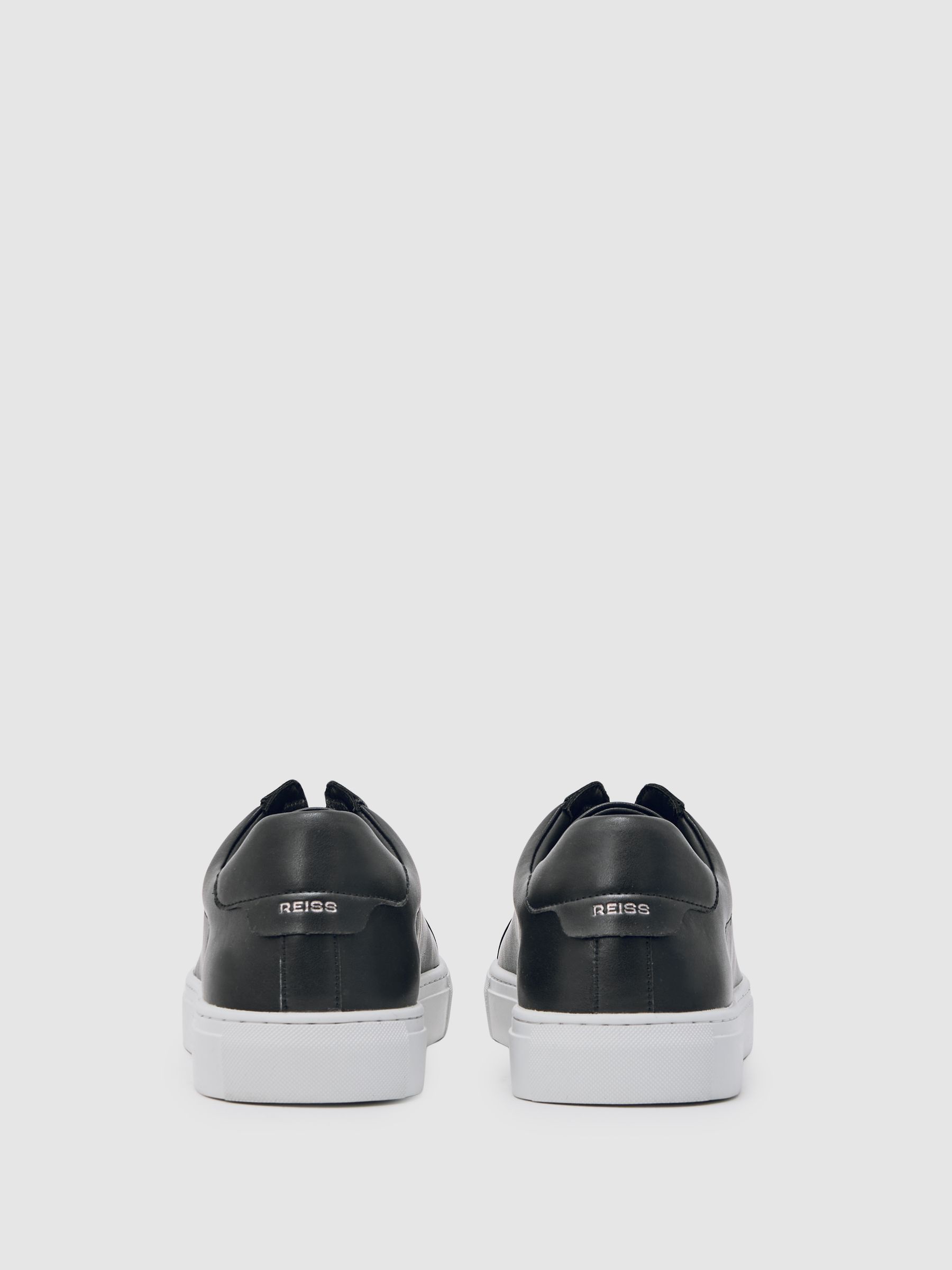 Bonded-Leather Concealed-Lace Trainers in Black