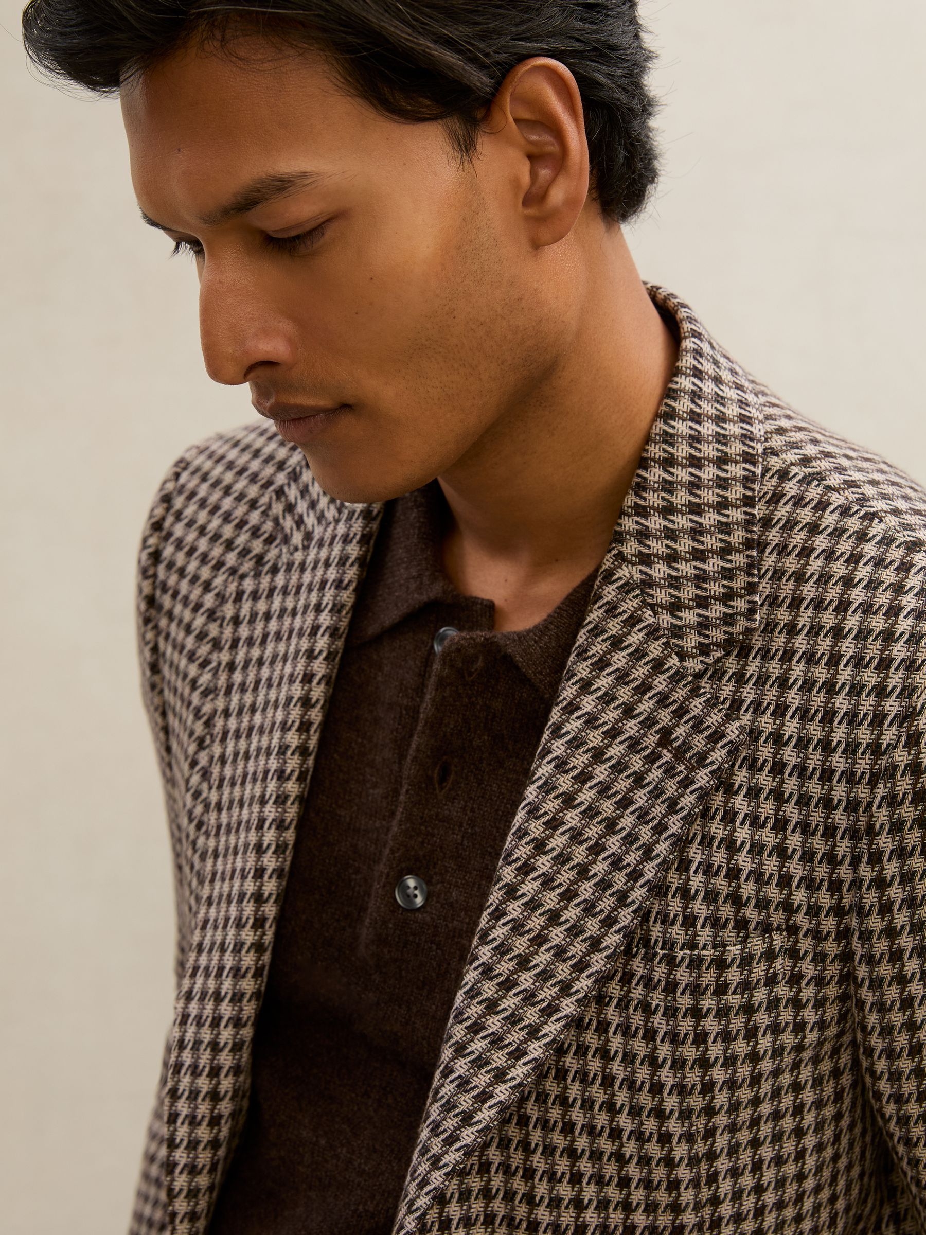 Atelier Check Single-Breasted Blazer Wool Tailored-Fit in Brown